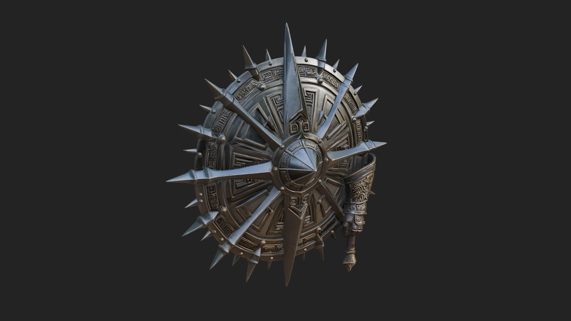 Rune Star Spiked Shield Model Design 6 3D Print Model 3D Model