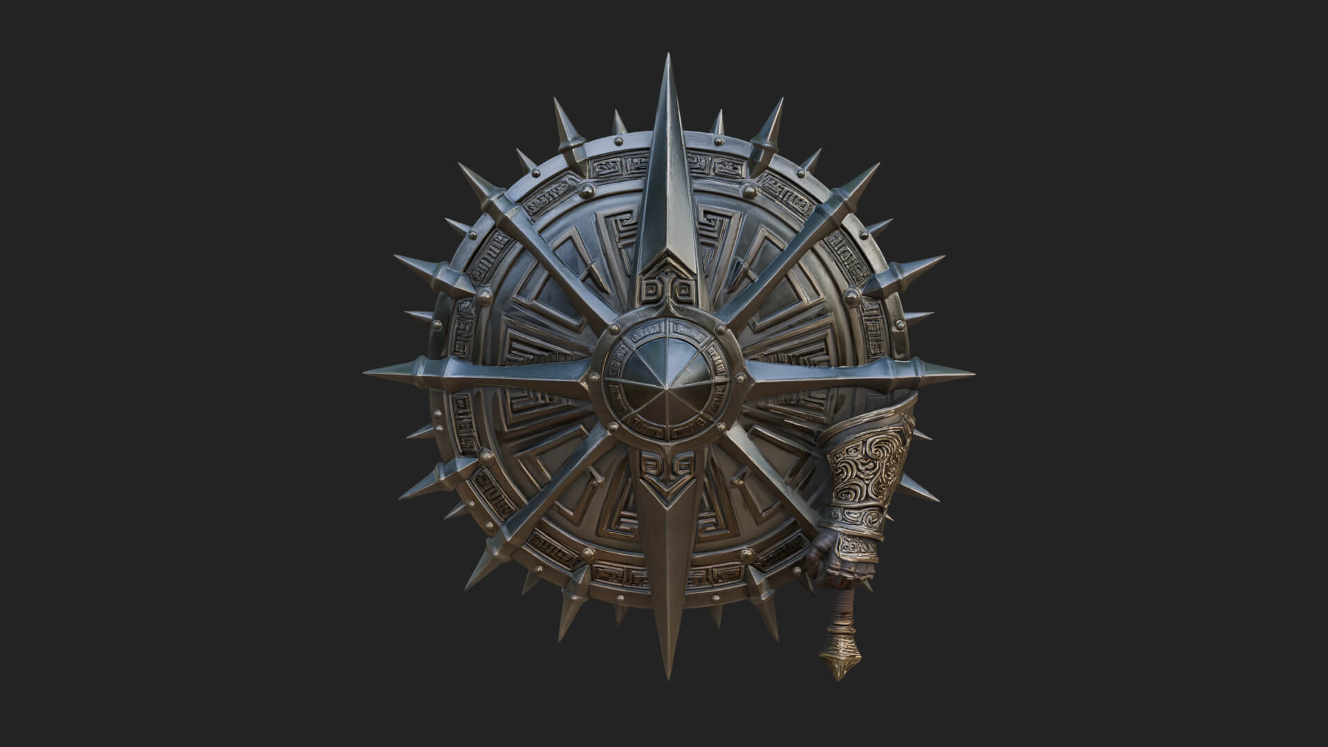 Rune Star Spiked Shield Model Design 6 3D Print Model 3D Model