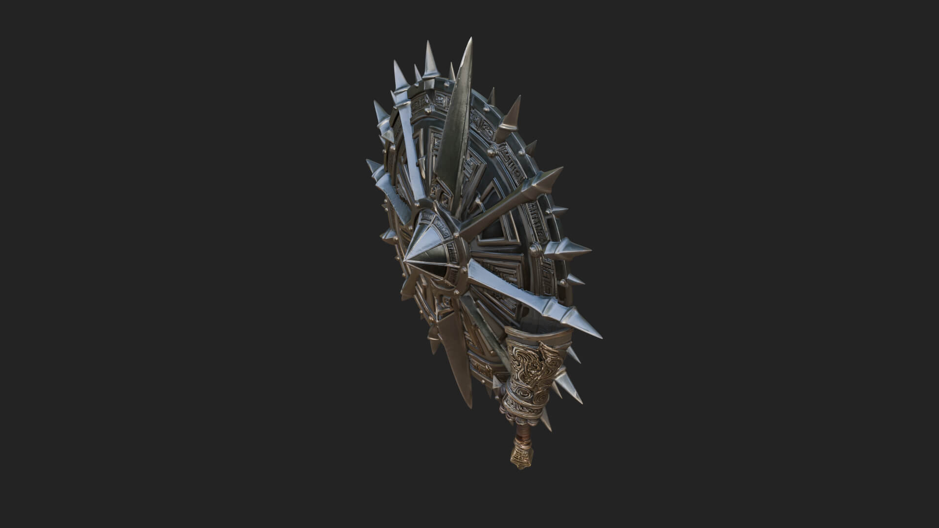 Rune Star Spiked Shield Model Design 6 3D Print Model 3D Model