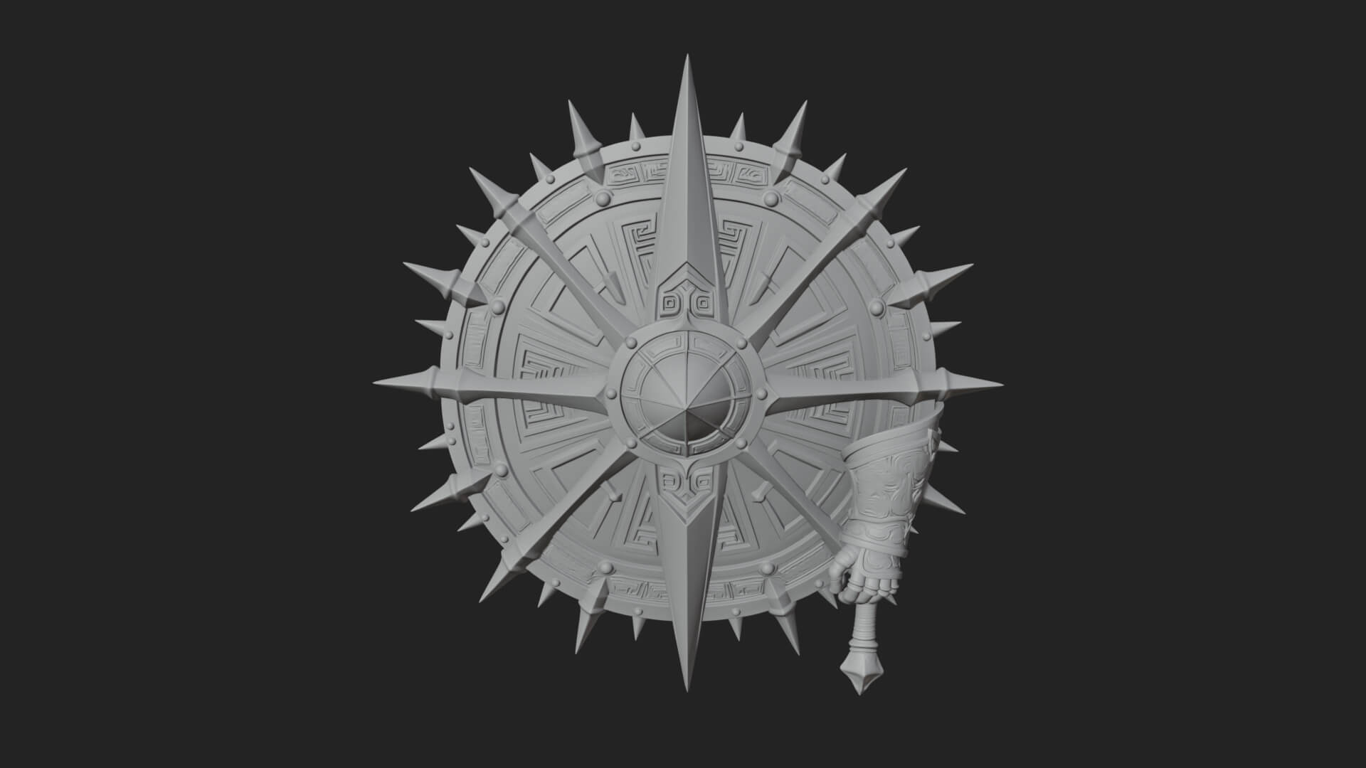 Rune Star Spiked Shield Model Design 6 3D Print Model 3D Model