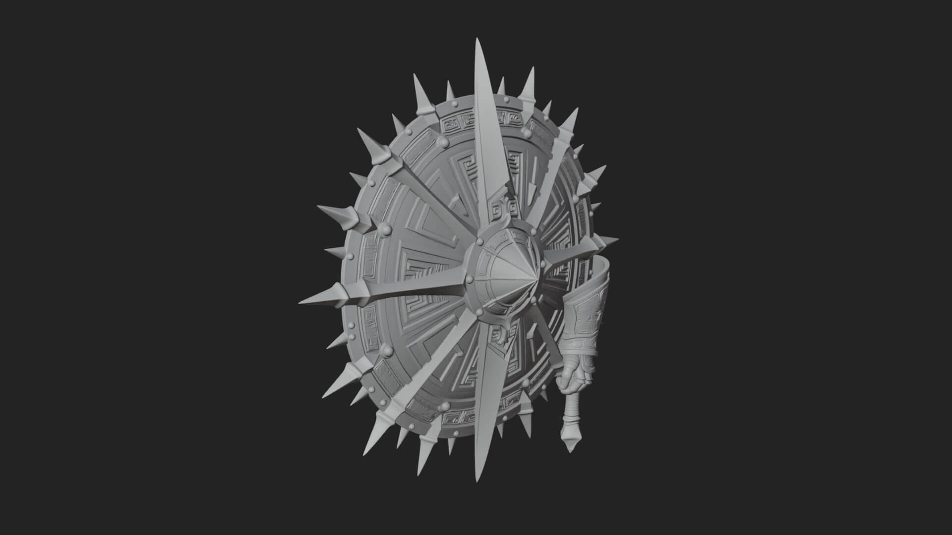 Rune Star Spiked Shield Model Design 6 3D Print Model 3D Model