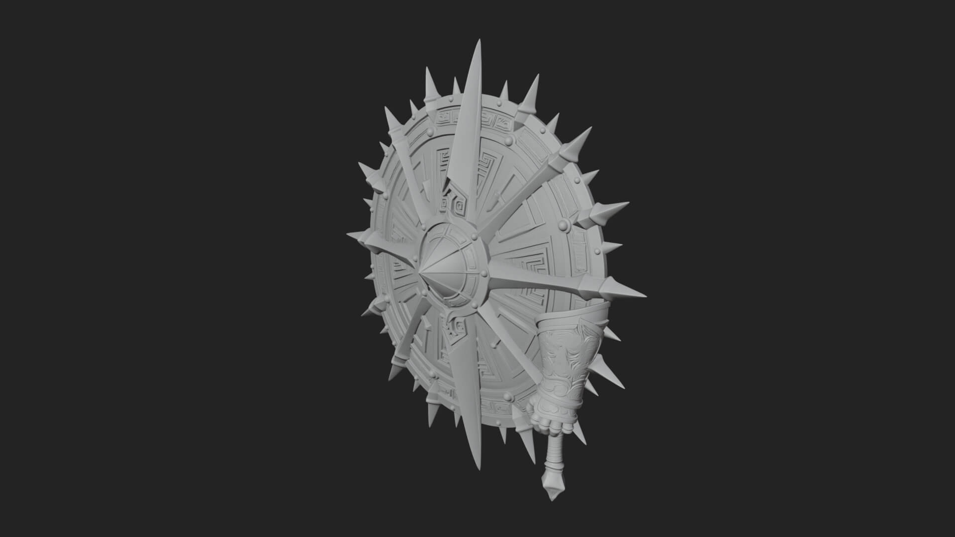 Rune Star Spiked Shield Model Design 6 3D Print Model 3D Model