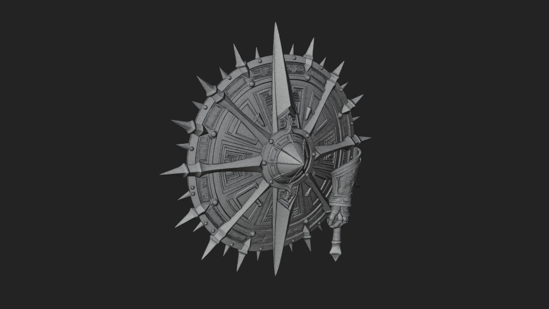Rune Star Spiked Shield Model Design 6 3D Print Model 3D Model