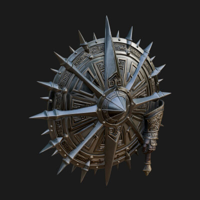 Rune Star Spiked Shield Model Design 6 3D Print Model