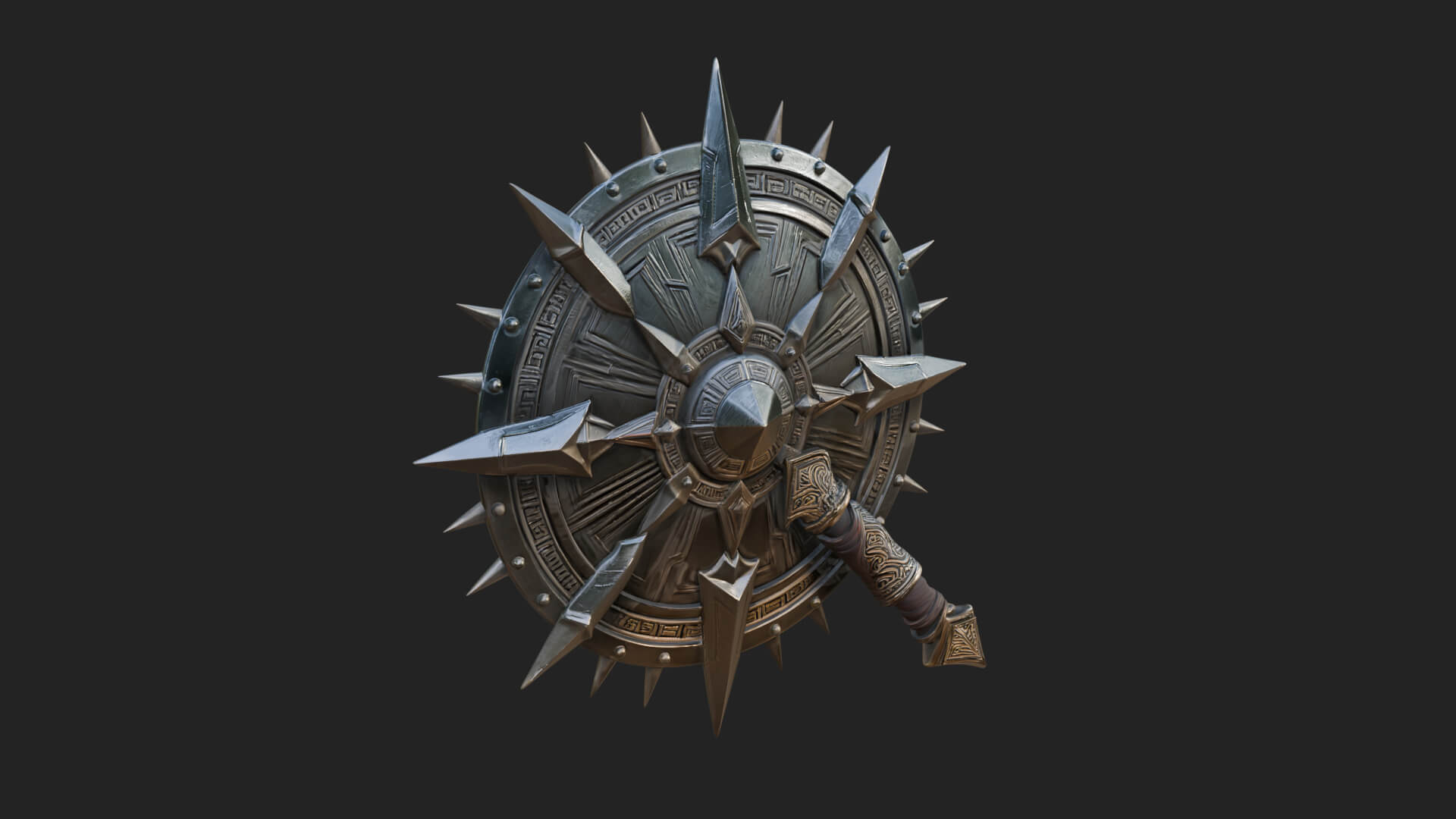 Rune Star Spiked Shield Model Design 7 3D Print Model 3D Model