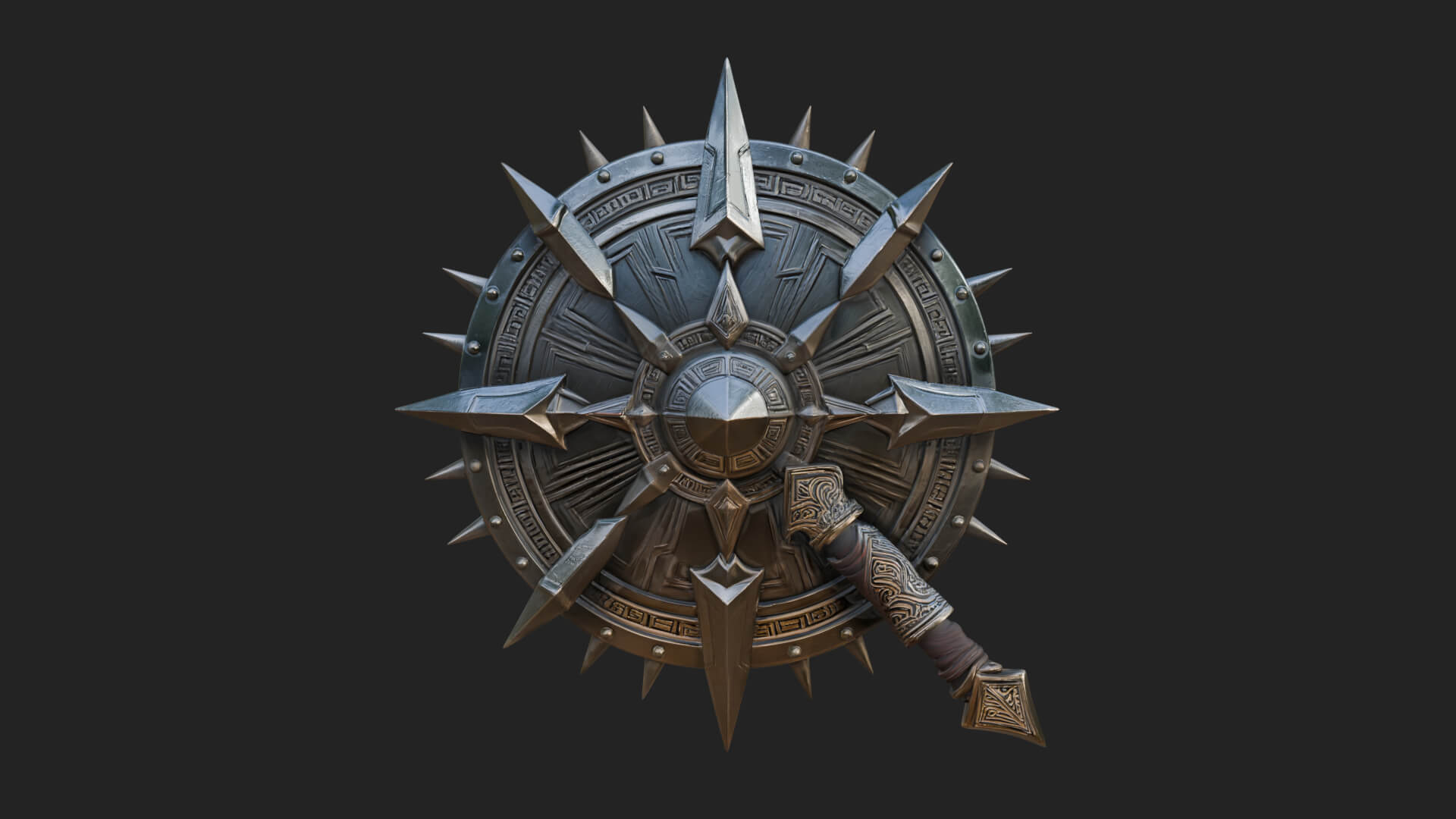 Rune Star Spiked Shield Model Design 7 3D Print Model 3D Model