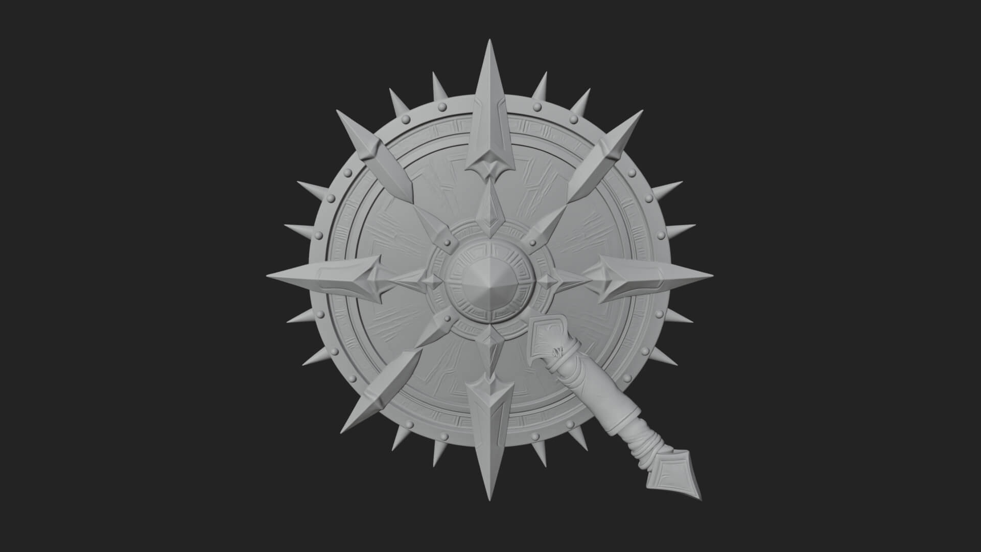 Rune Star Spiked Shield Model Design 7 3D Print Model 3D Model