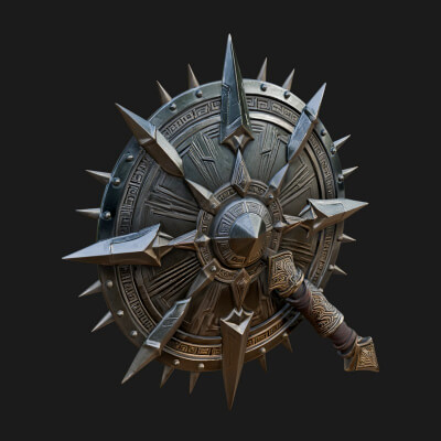 Rune Star Spiked Shield Model Design 7 3D Print Model