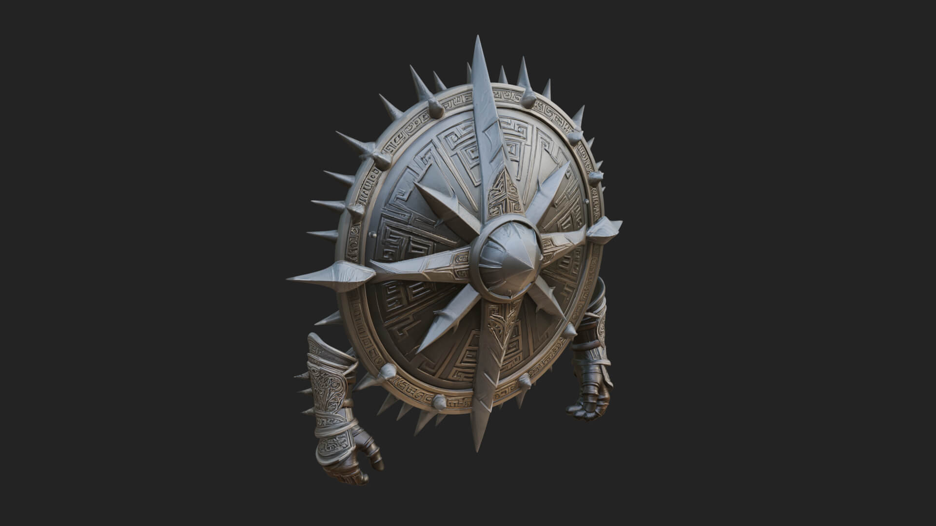 Rune Star Spiked Shield Model Design 8 3D Print Model 3D Model