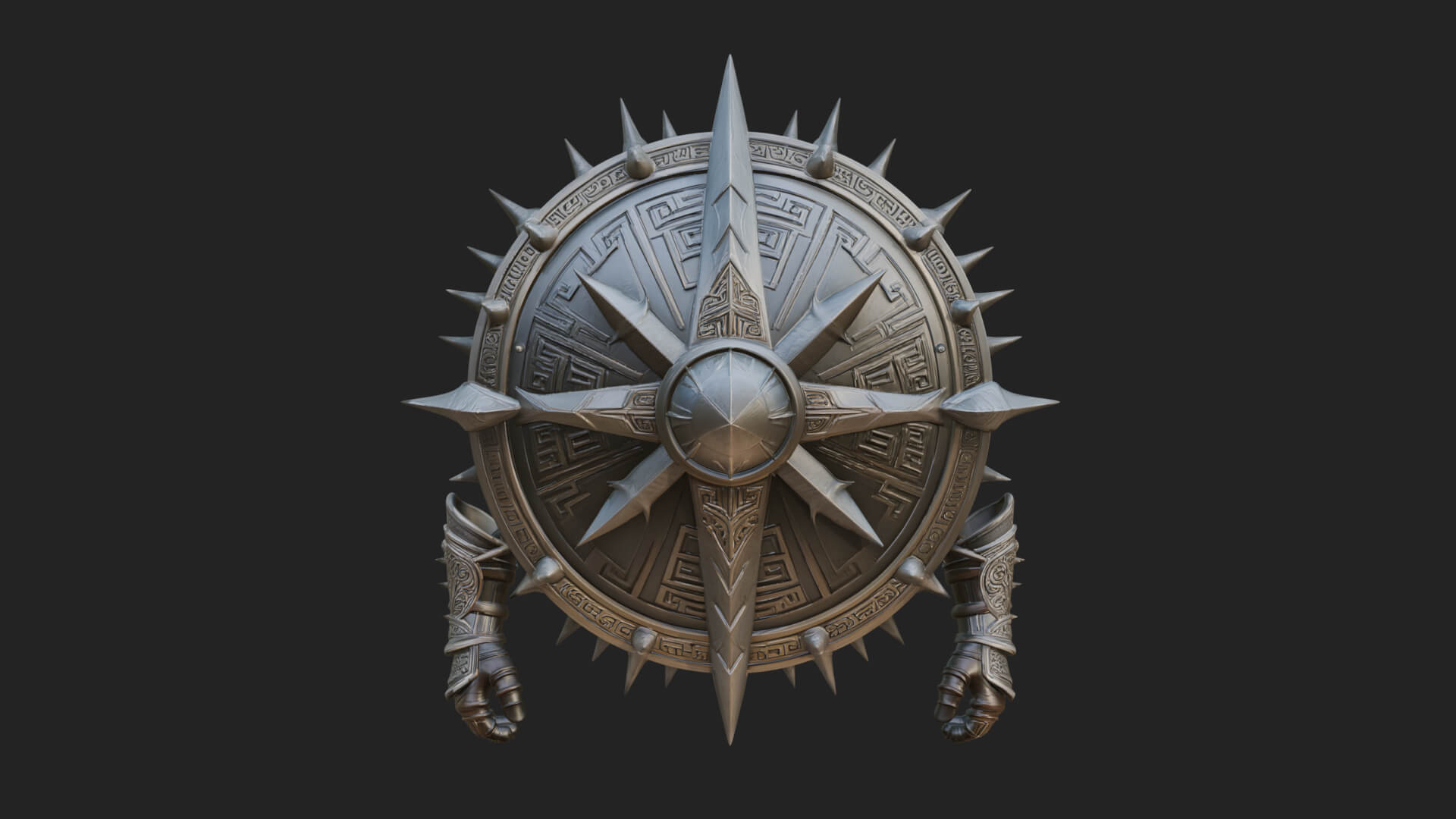Rune Star Spiked Shield Model Design 8 3D Print Model 3D Model
