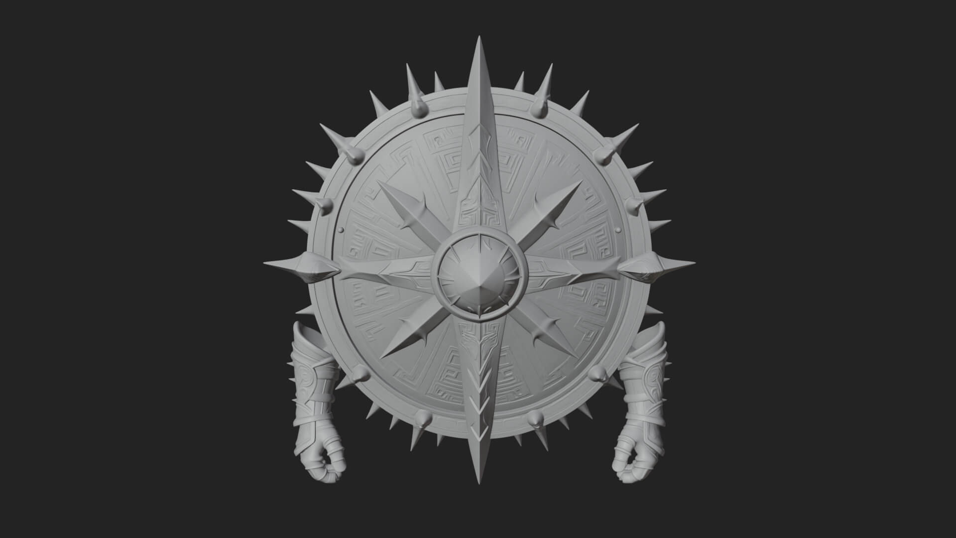 Rune Star Spiked Shield Model Design 8 3D Print Model 3D Model