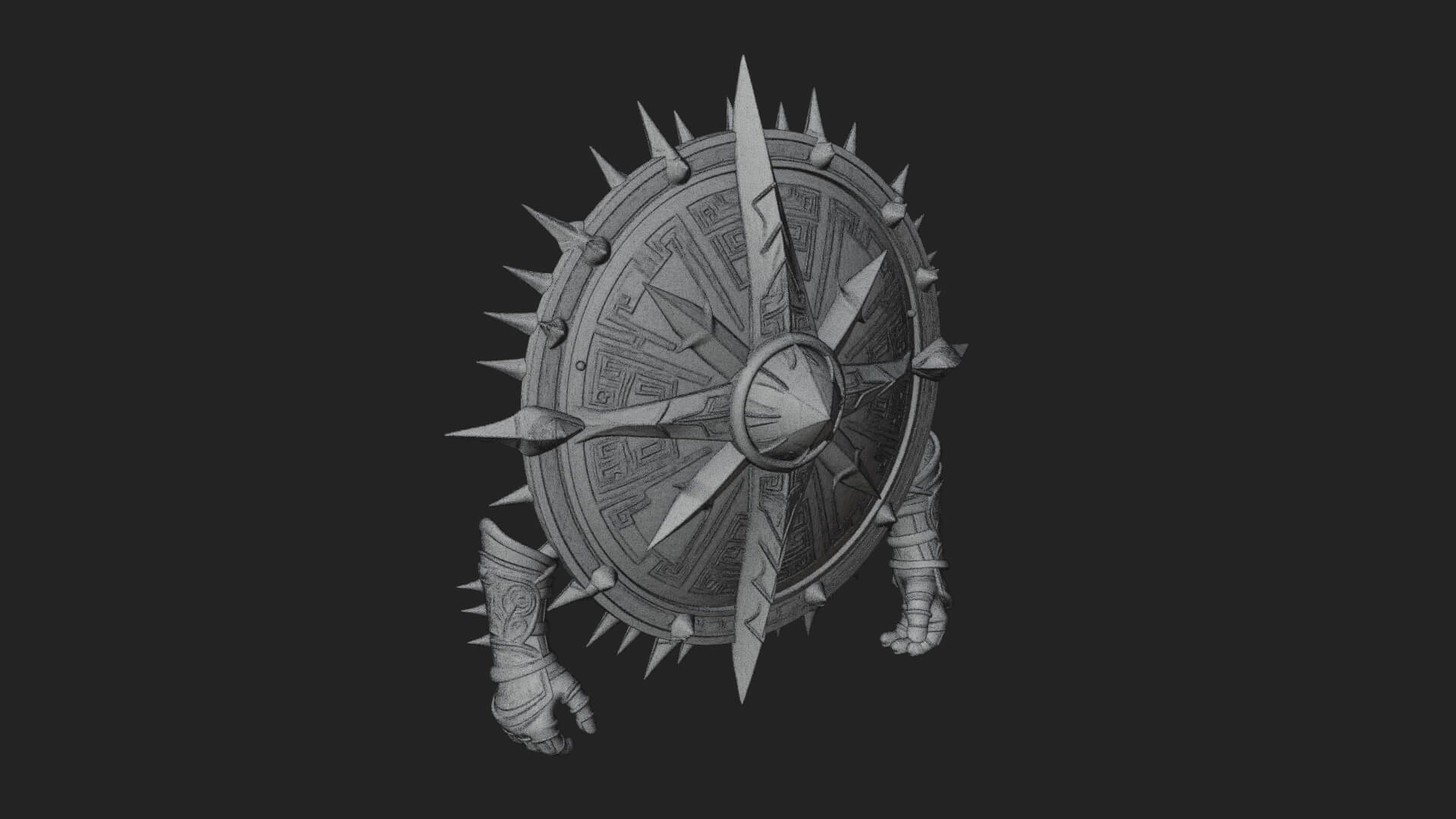 Rune Star Spiked Shield Model Design 8 3D Print Model 3D Model