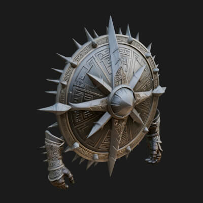 Rune Star Spiked Shield Model Design 8 3D Print Model
