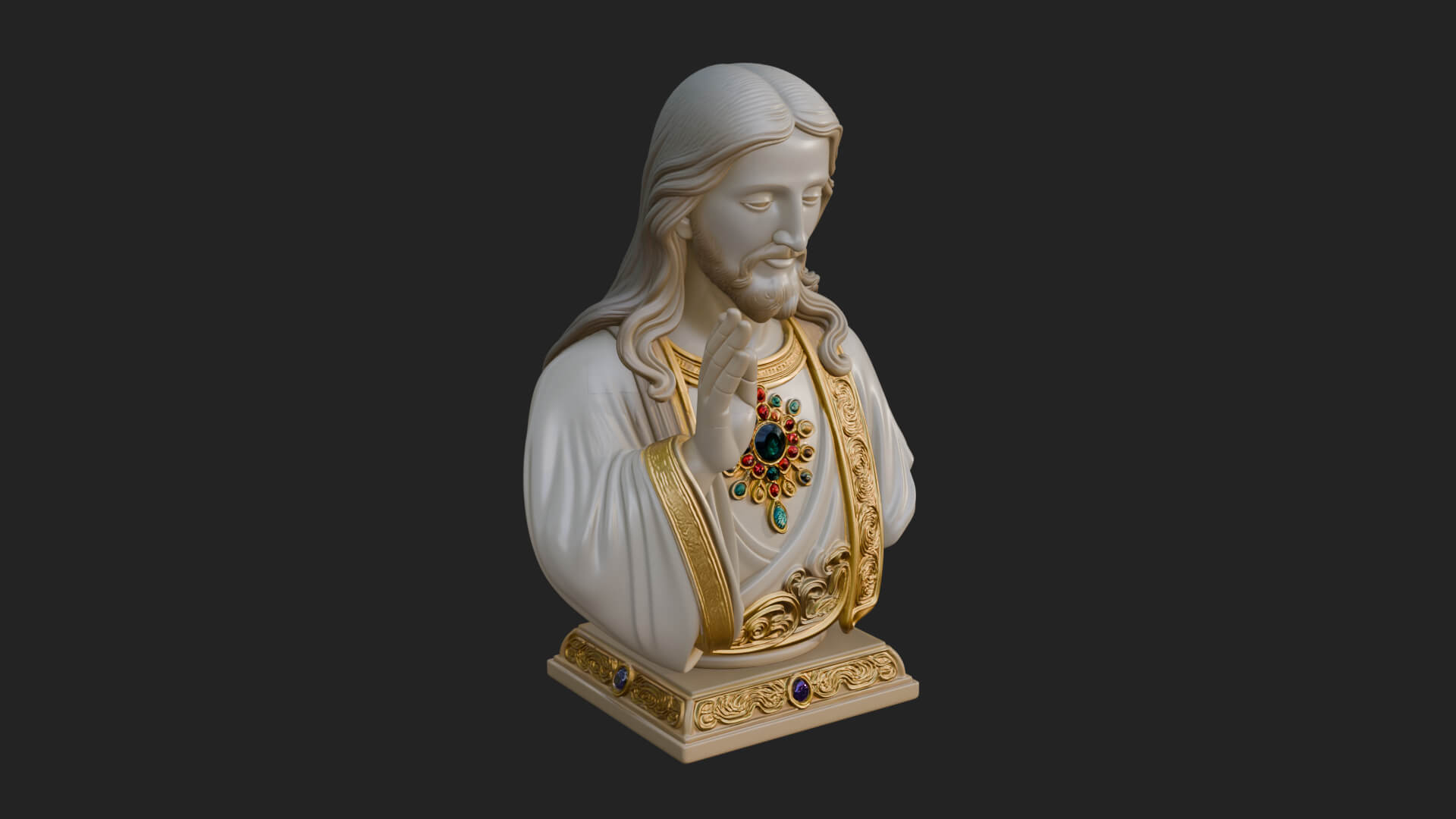 Sacred Heart Christ Bust Statue Design 1 3D Print Model 3D Model