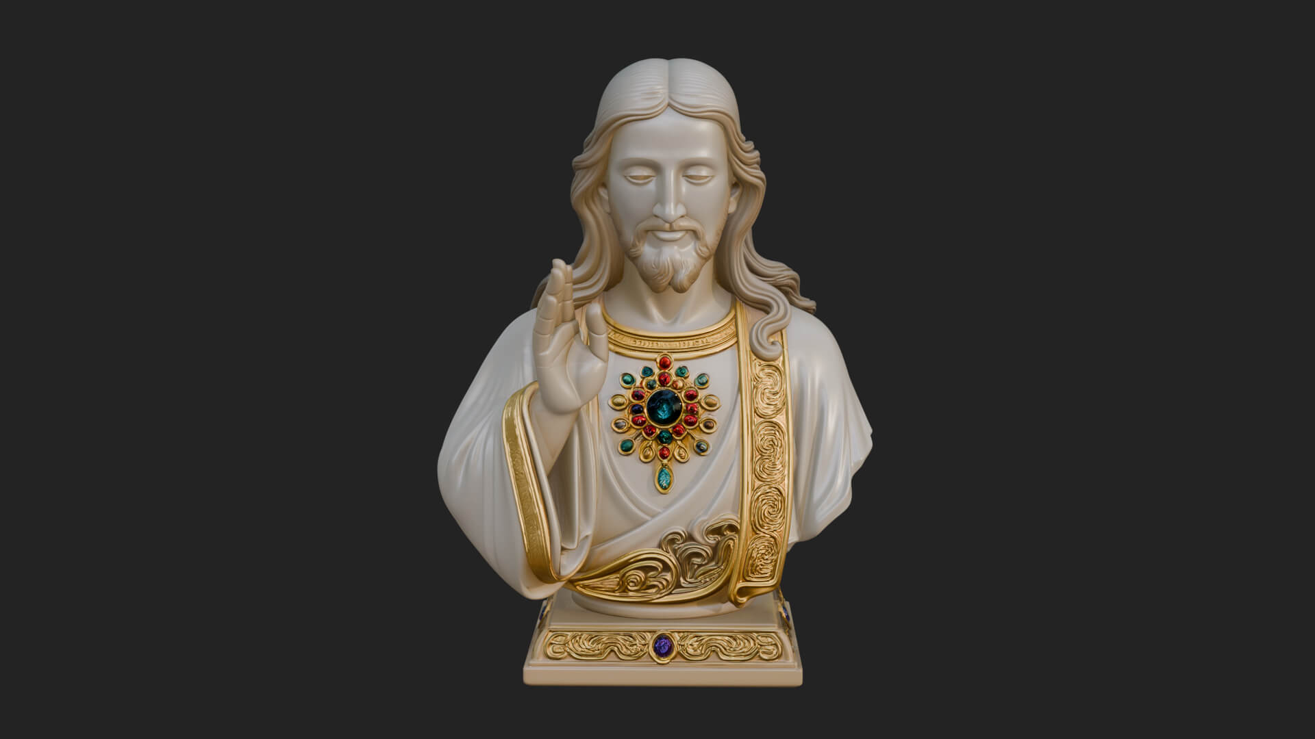 Sacred Heart Christ Bust Statue Design 1 3D Print Model 3D Model