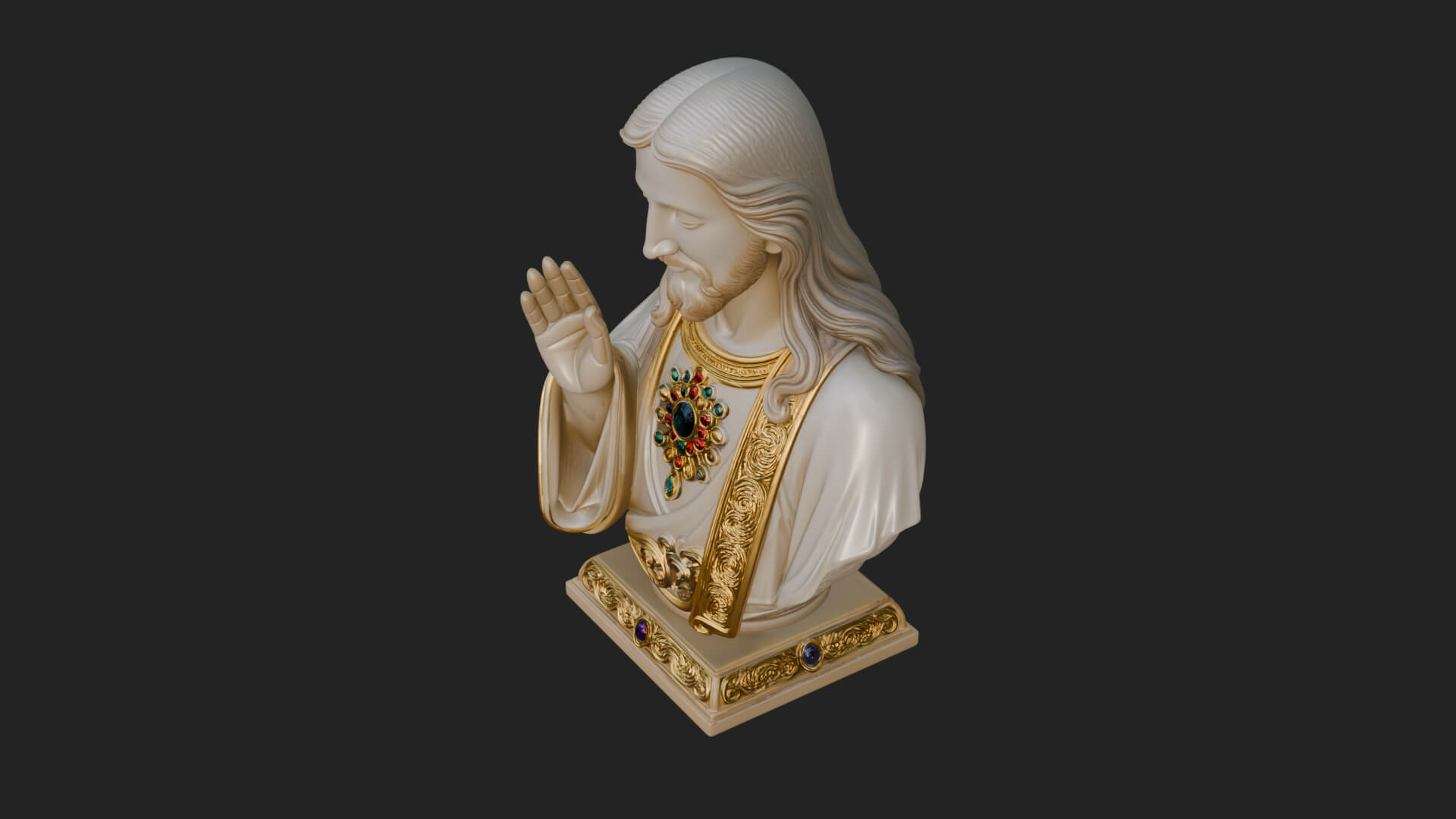 Sacred Heart Christ Bust Statue Design 1 3D Print Model 3D Model
