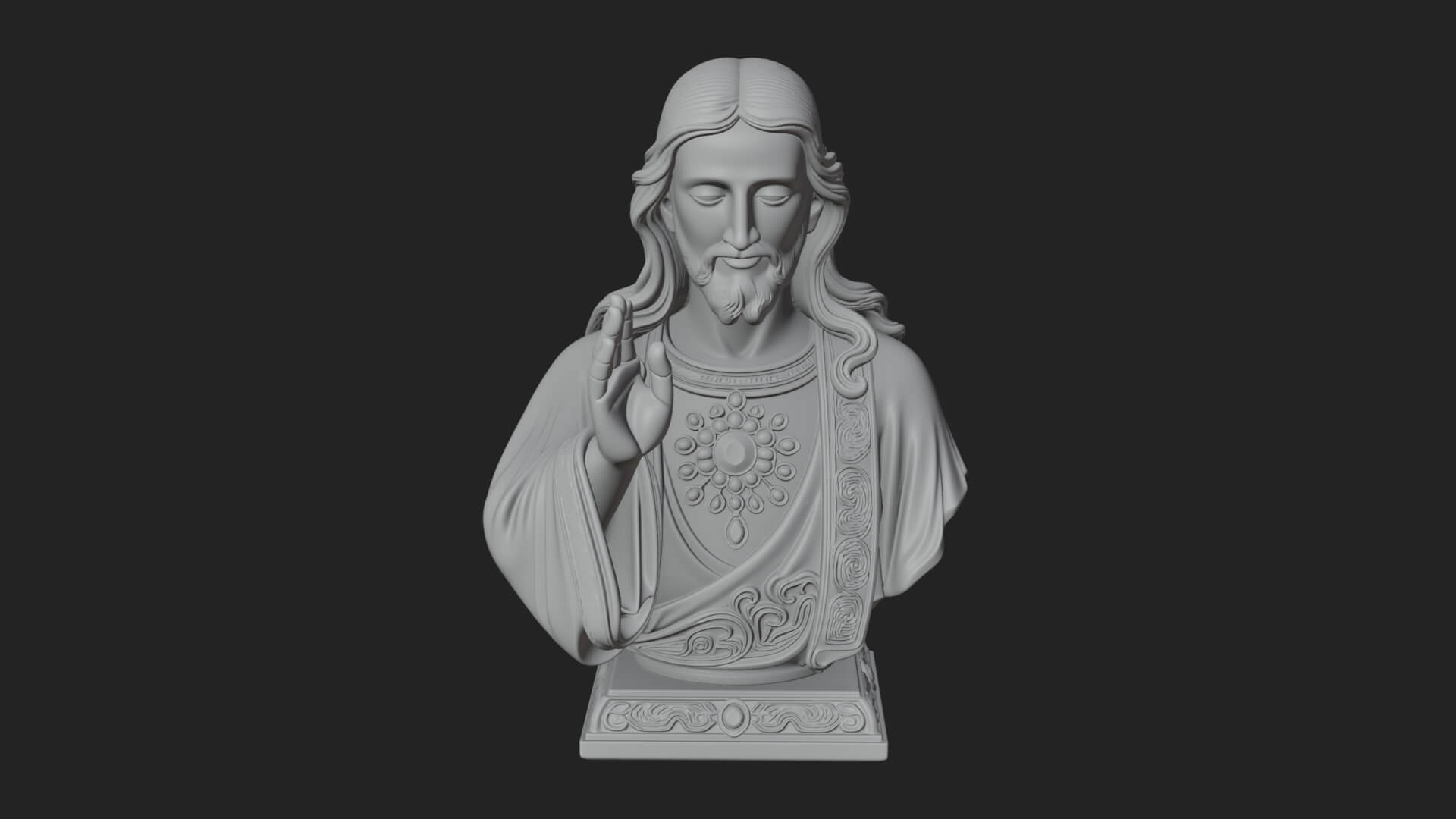 Sacred Heart Christ Bust Statue Design 1 3D Print Model 3D Model