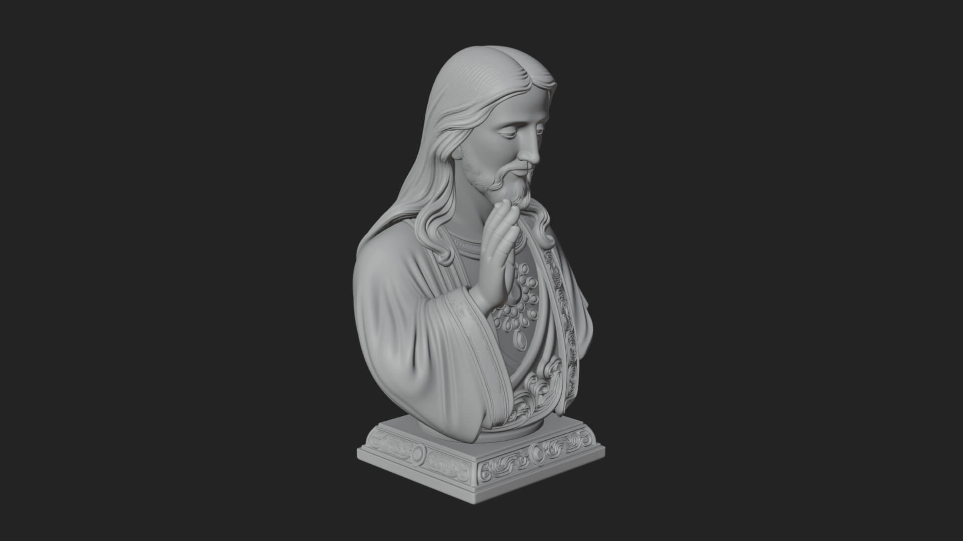 Sacred Heart Christ Bust Statue Design 1 3D Print Model 3D Model