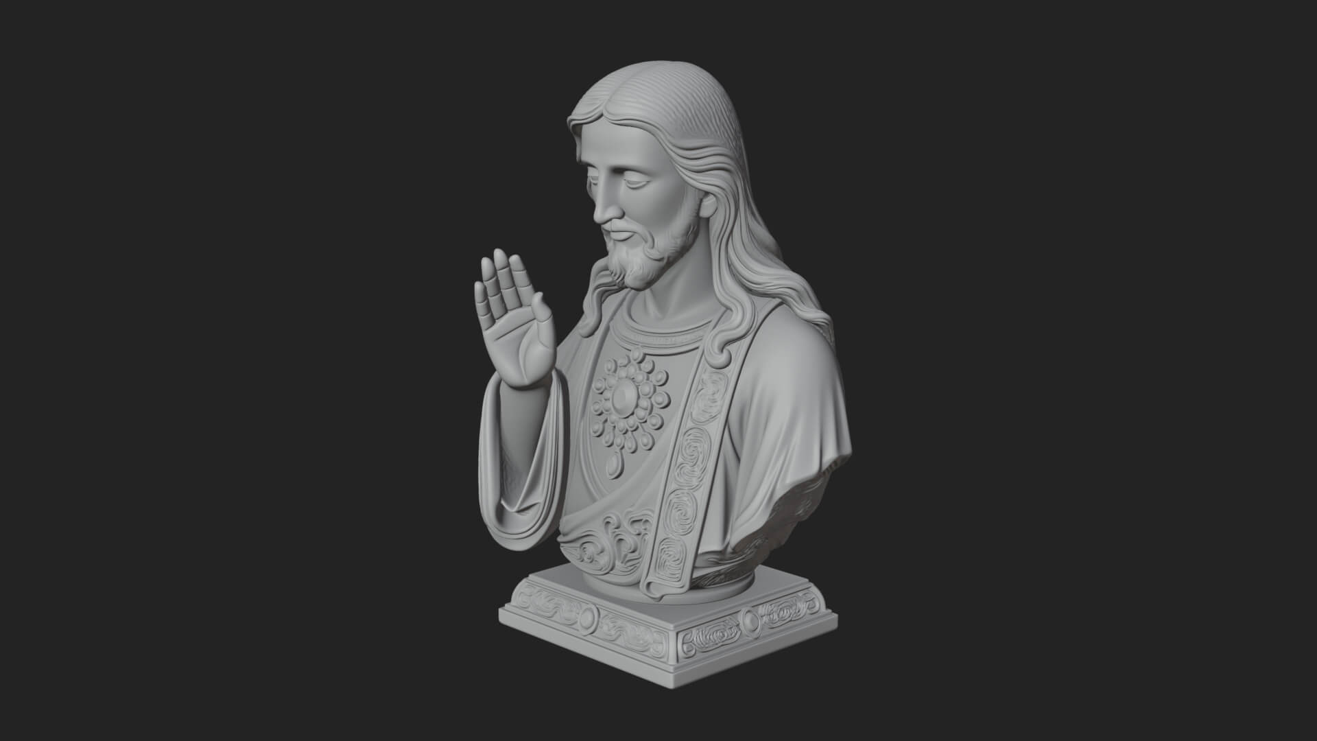 Sacred Heart Christ Bust Statue Design 1 3D Print Model 3D Model
