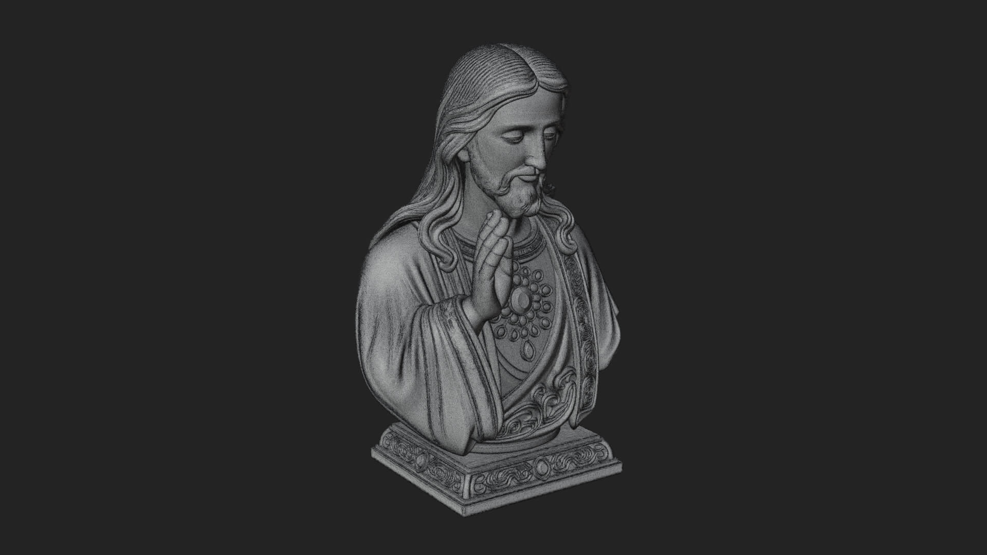 Sacred Heart Christ Bust Statue Design 1 3D Print Model 3D Model