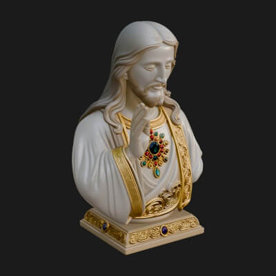 Sacred Heart Christ Bust Statue Design 1 3D Print Model
