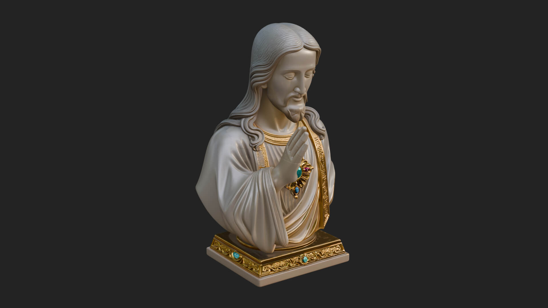 Sacred Heart Christ Bust Statue Design 2 3D Print Model 3D Model