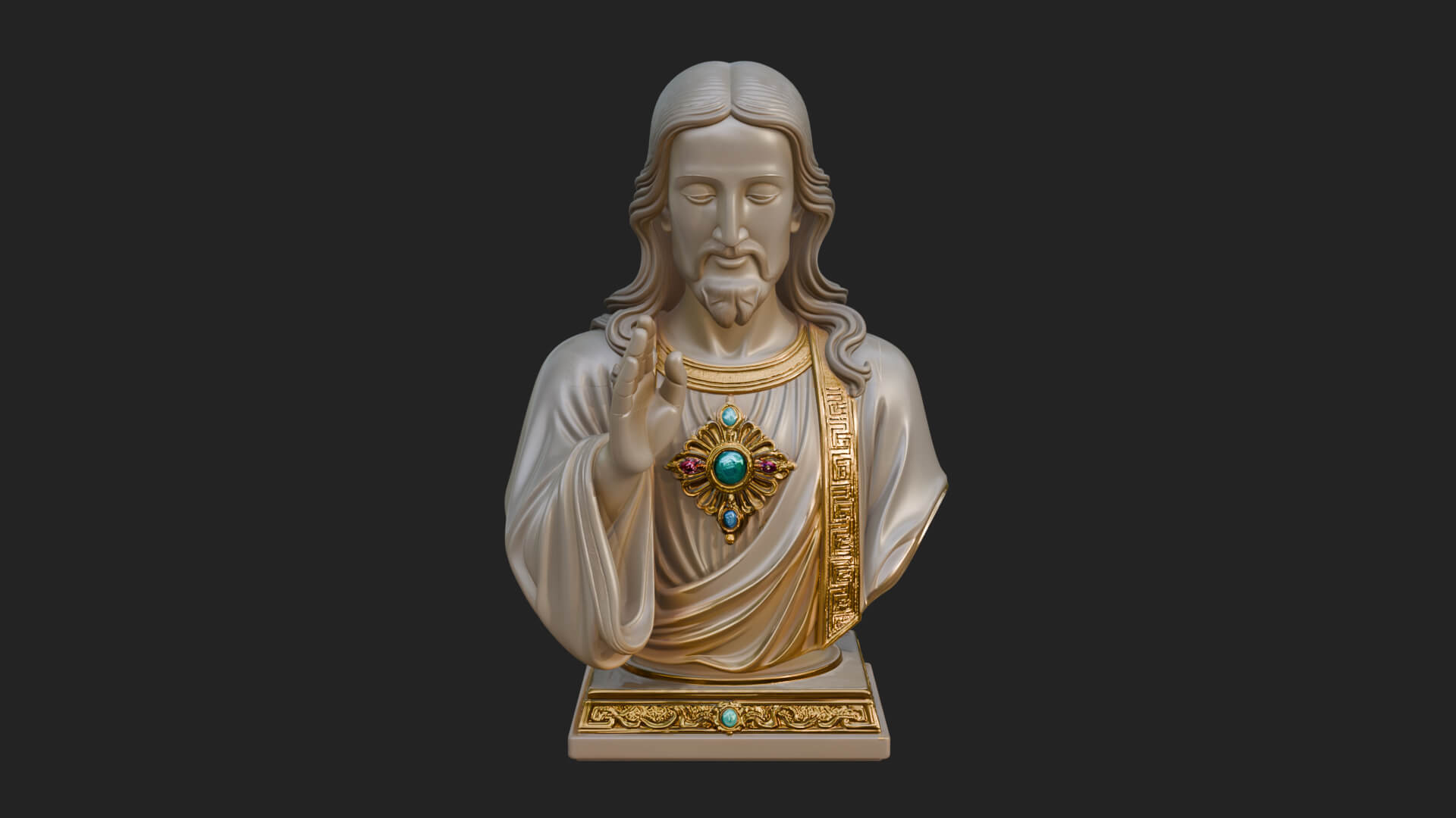 Sacred Heart Christ Bust Statue Design 2 3D Print Model 3D Model
