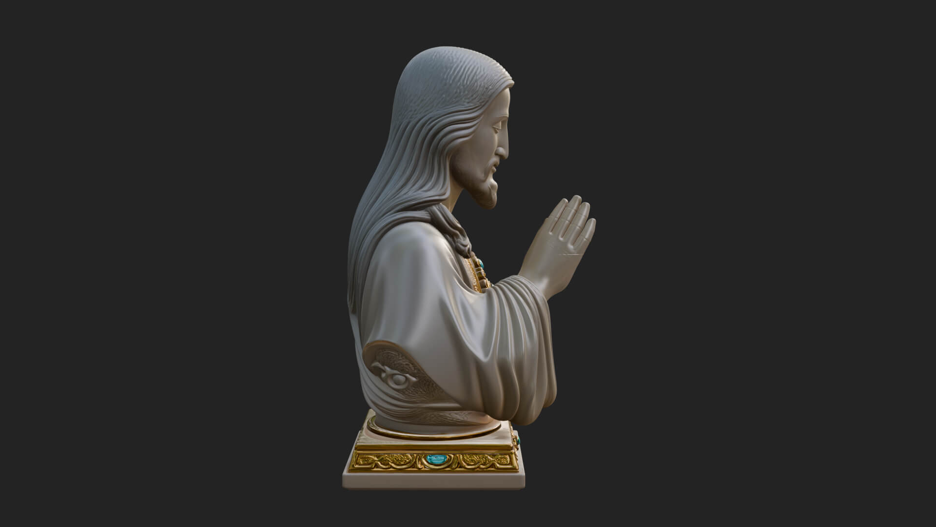Sacred Heart Christ Bust Statue Design 2 3D Print Model 3D Model