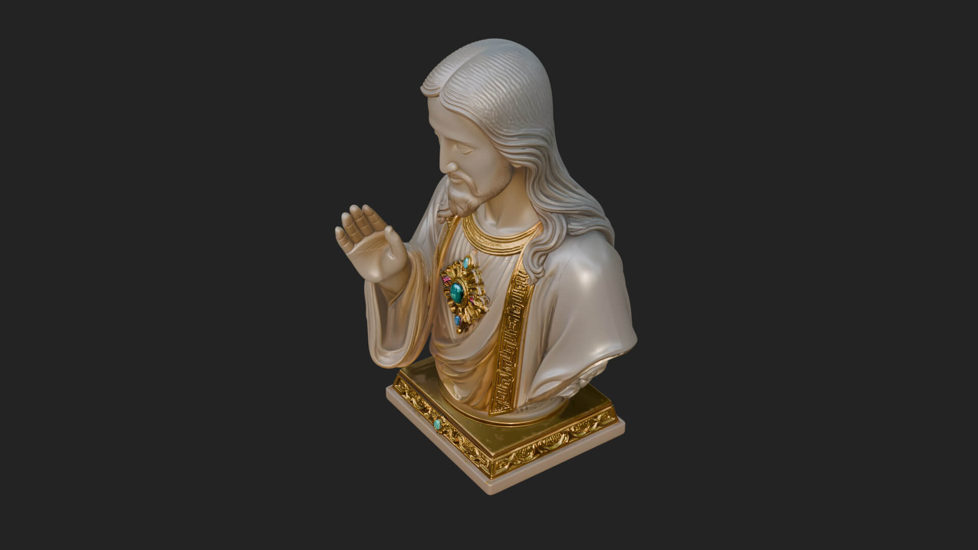 Sacred Heart Christ Bust Statue Design 2 3D Print Model 3D Model