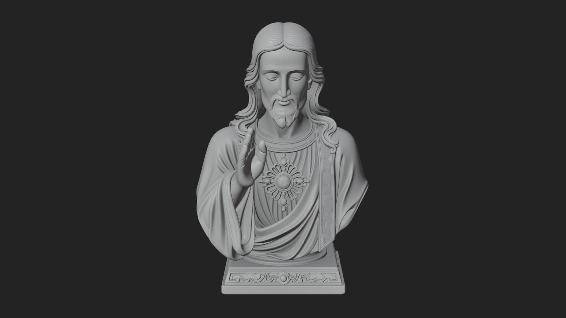 Sacred Heart Christ Bust Statue Design 2 3D Print Model 3D Model