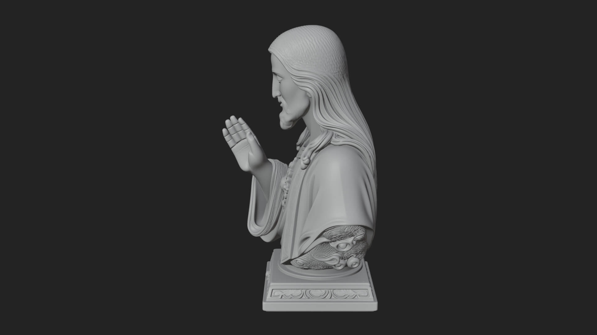 Sacred Heart Christ Bust Statue Design 2 3D Print Model 3D Model
