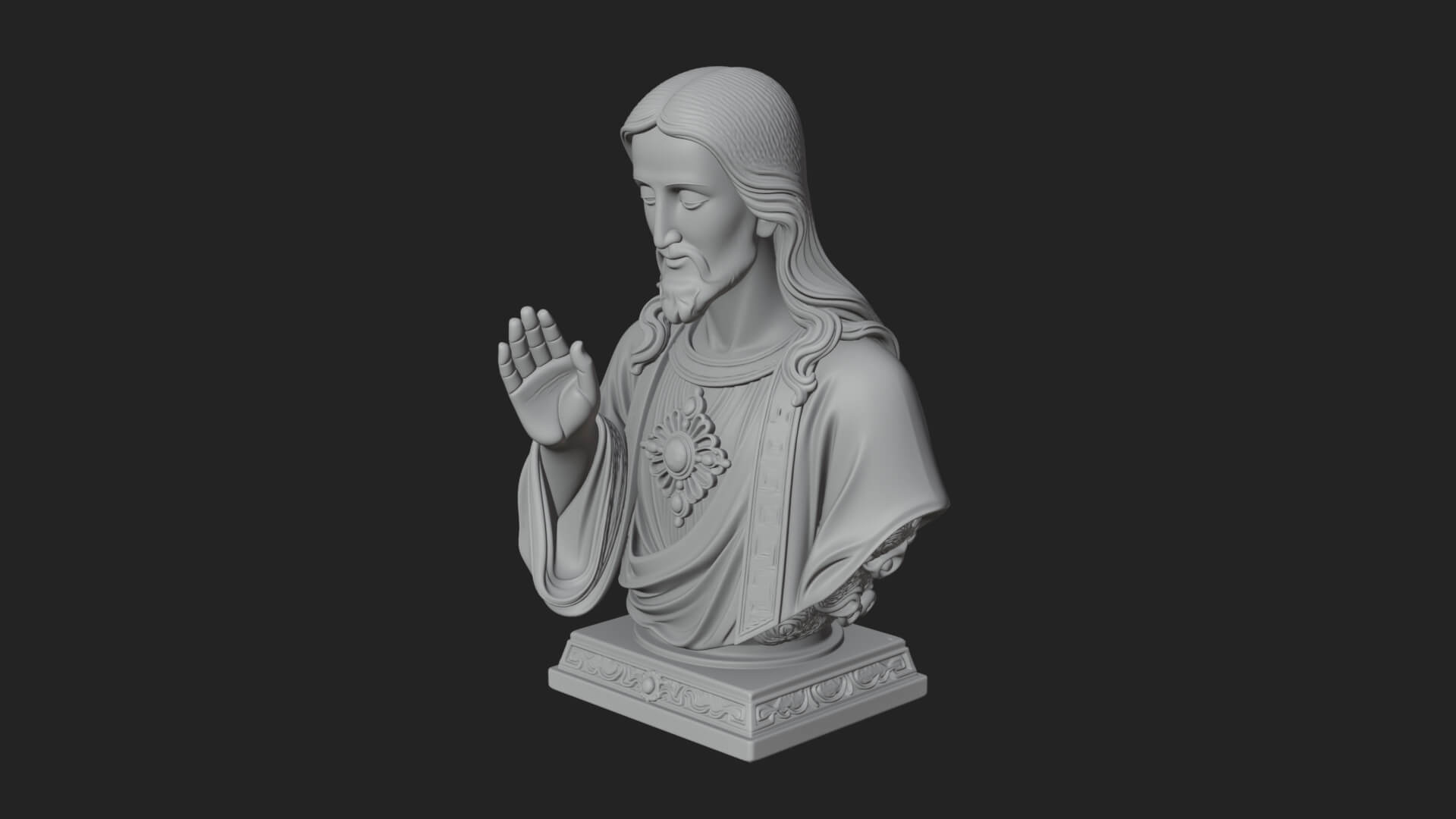Sacred Heart Christ Bust Statue Design 2 3D Print Model 3D Model