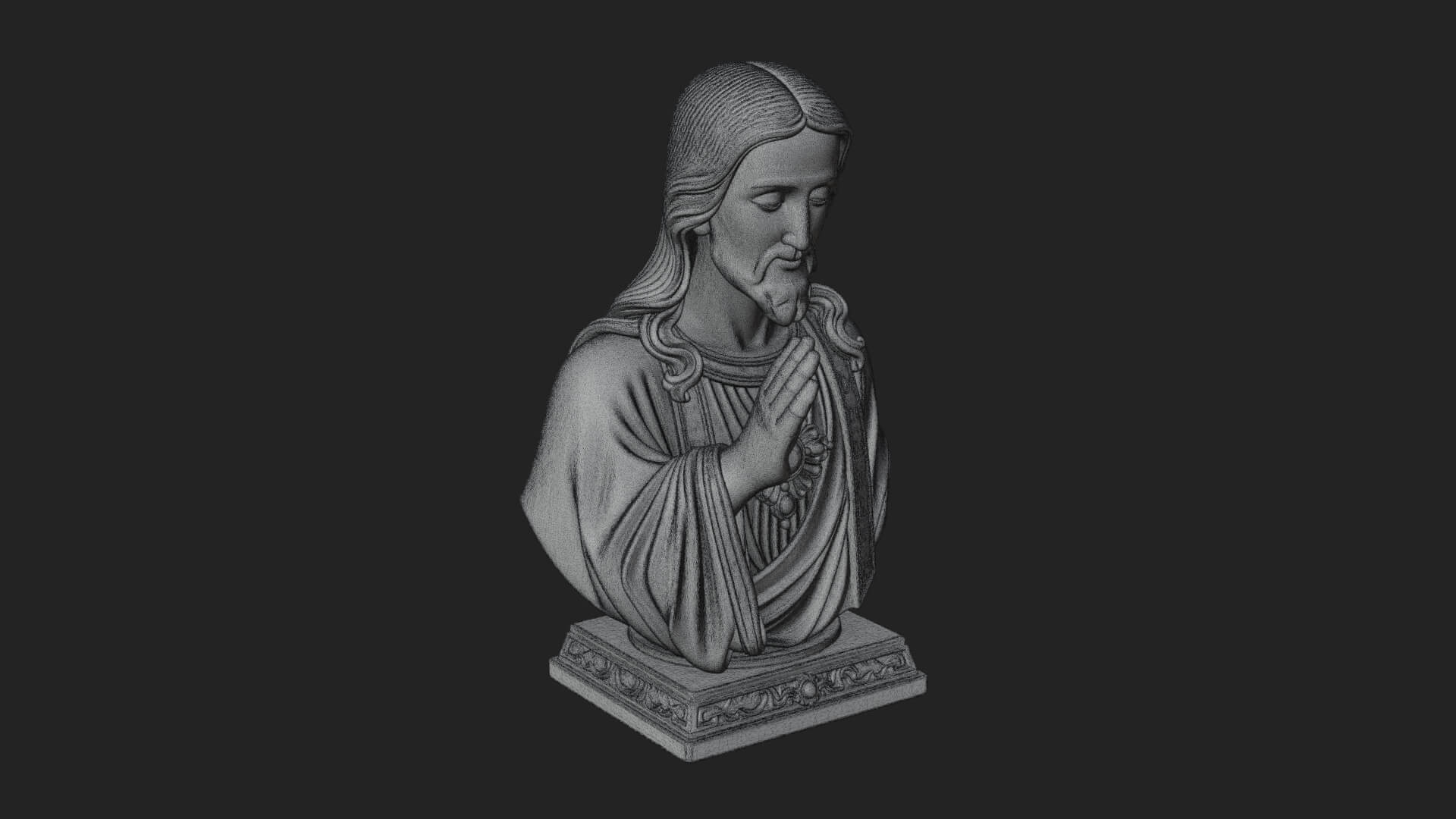 Sacred Heart Christ Bust Statue Design 2 3D Print Model 3D Model