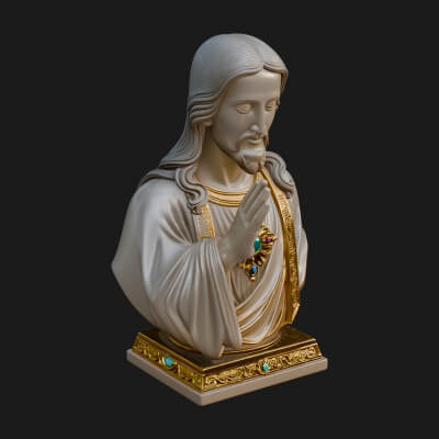 Sacred Heart Christ Bust Statue Design 2 3D Print Model