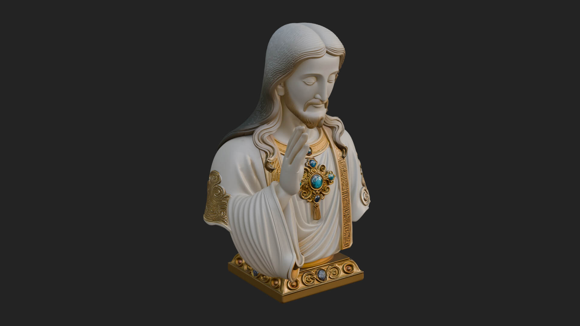 Sacred Heart Christ Bust Statue Design 3 3D Print Model 3D Model