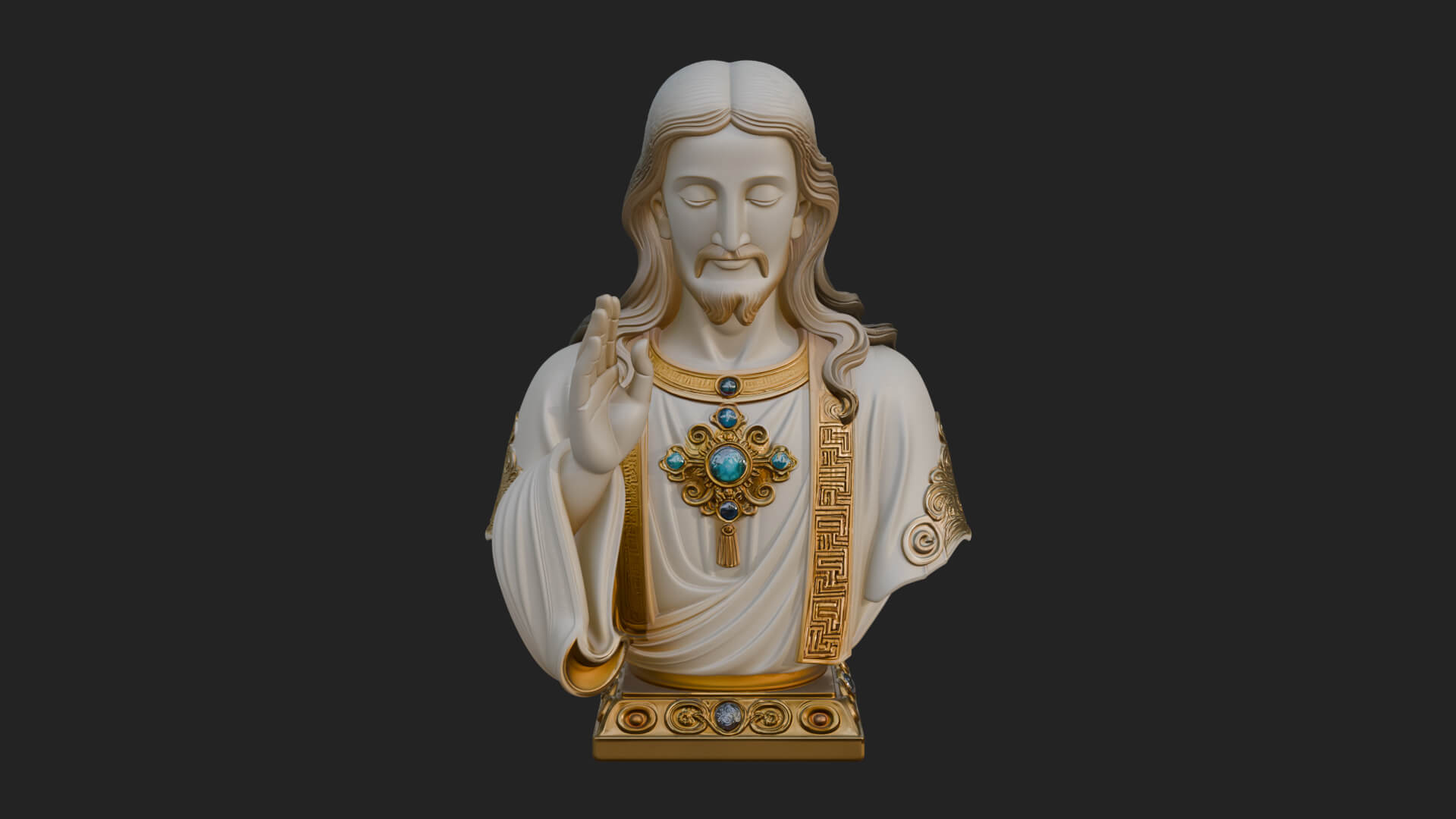 Sacred Heart Christ Bust Statue Design 3 3D Print Model 3D Model