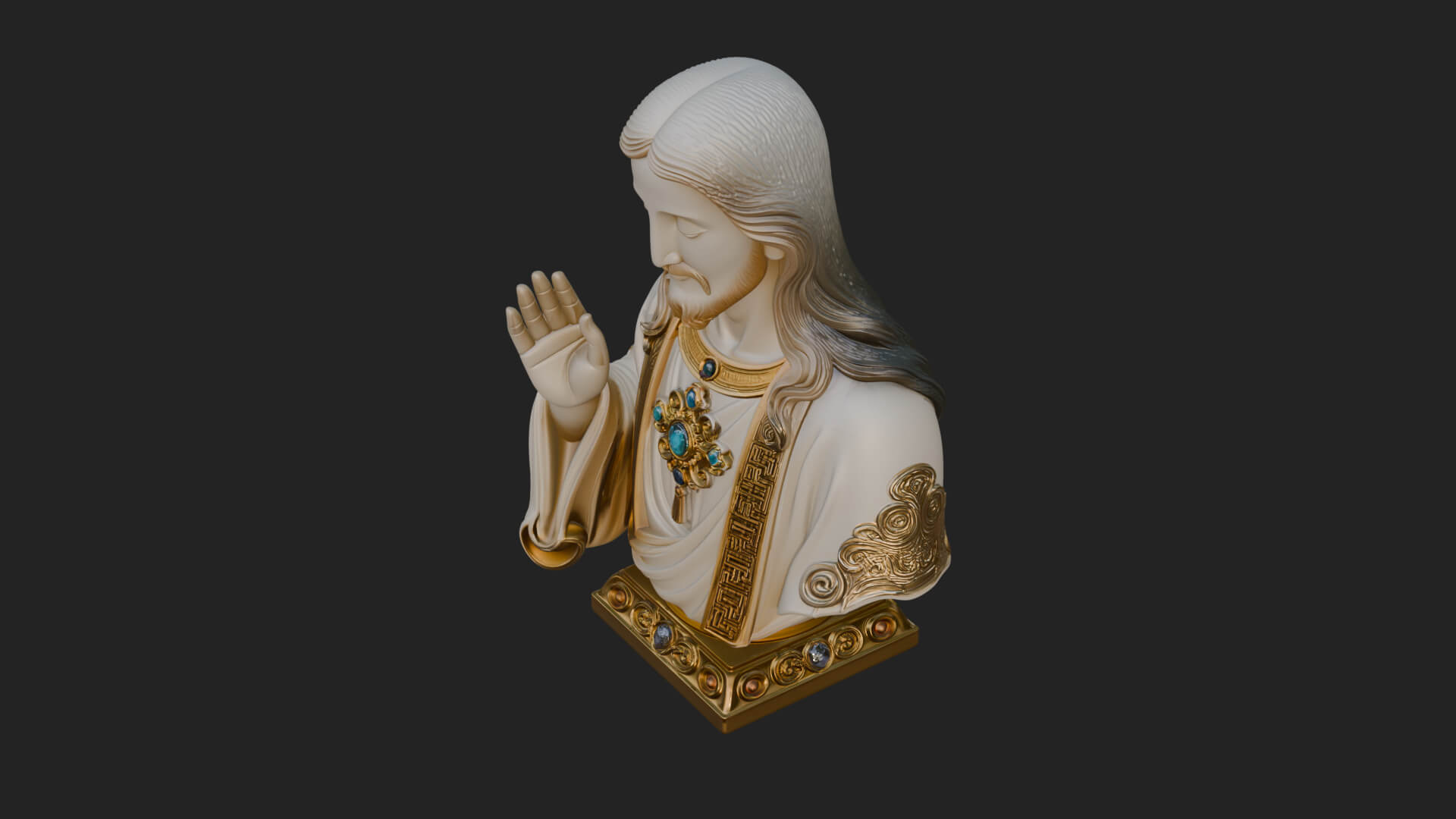 Sacred Heart Christ Bust Statue Design 3 3D Print Model 3D Model