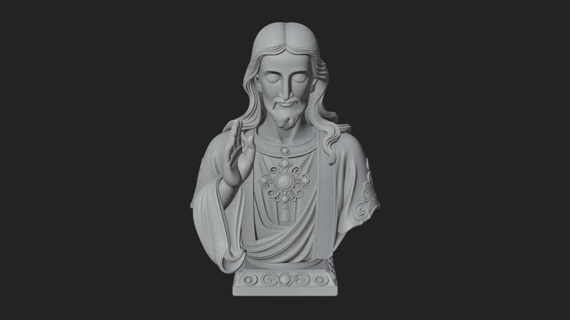 Sacred Heart Christ Bust Statue Design 3 3D Print Model 3D Model