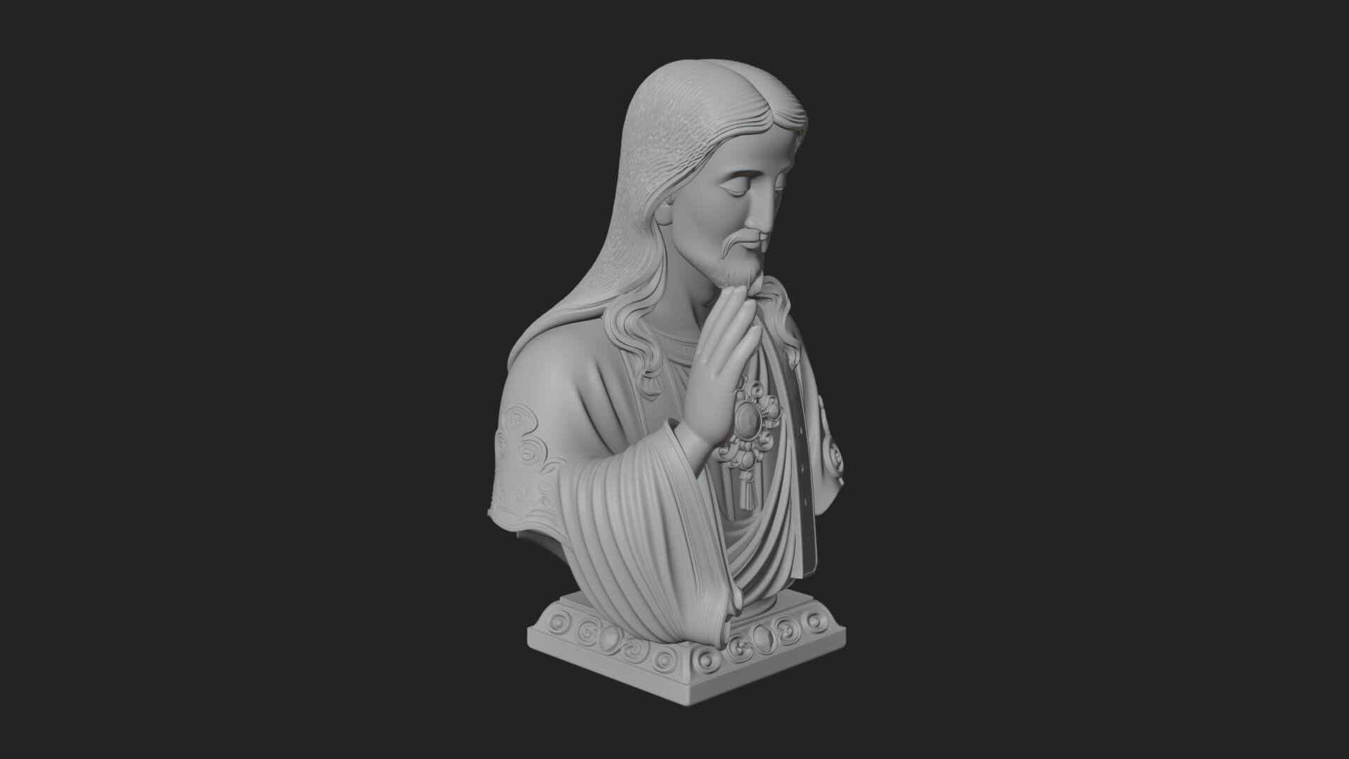 Sacred Heart Christ Bust Statue Design 3 3D Print Model 3D Model