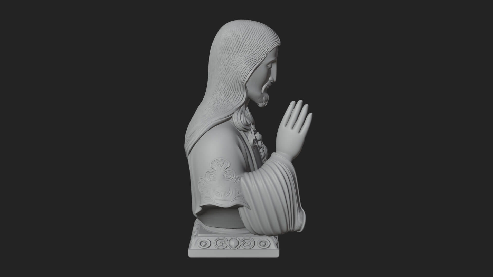 Sacred Heart Christ Bust Statue Design 3 3D Print Model 3D Model