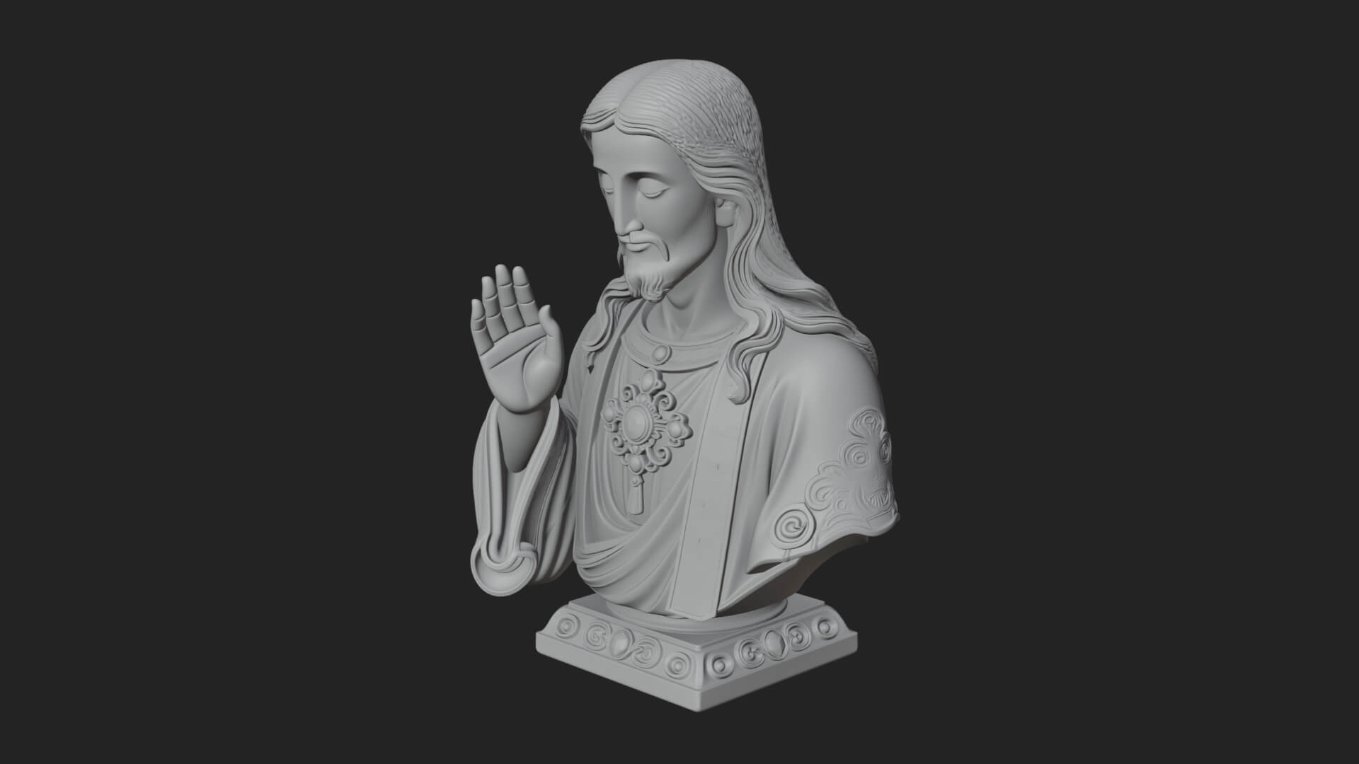 Sacred Heart Christ Bust Statue Design 3 3D Print Model 3D Model