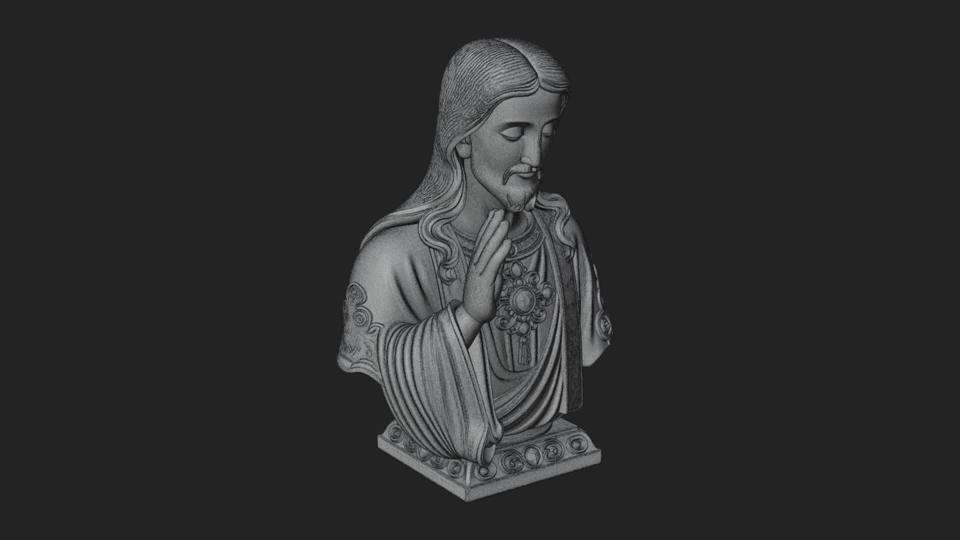 Sacred Heart Christ Bust Statue Design 3 3D Print Model 3D Model
