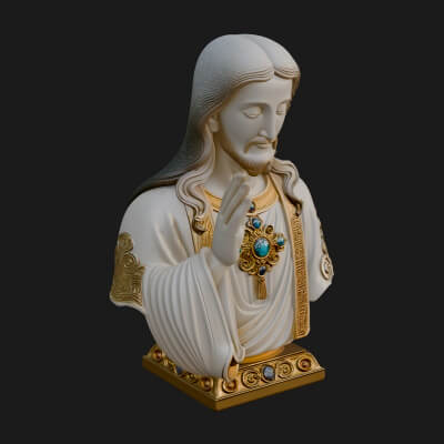 Sacred Heart Christ Bust Statue Design 3 3D Print Model