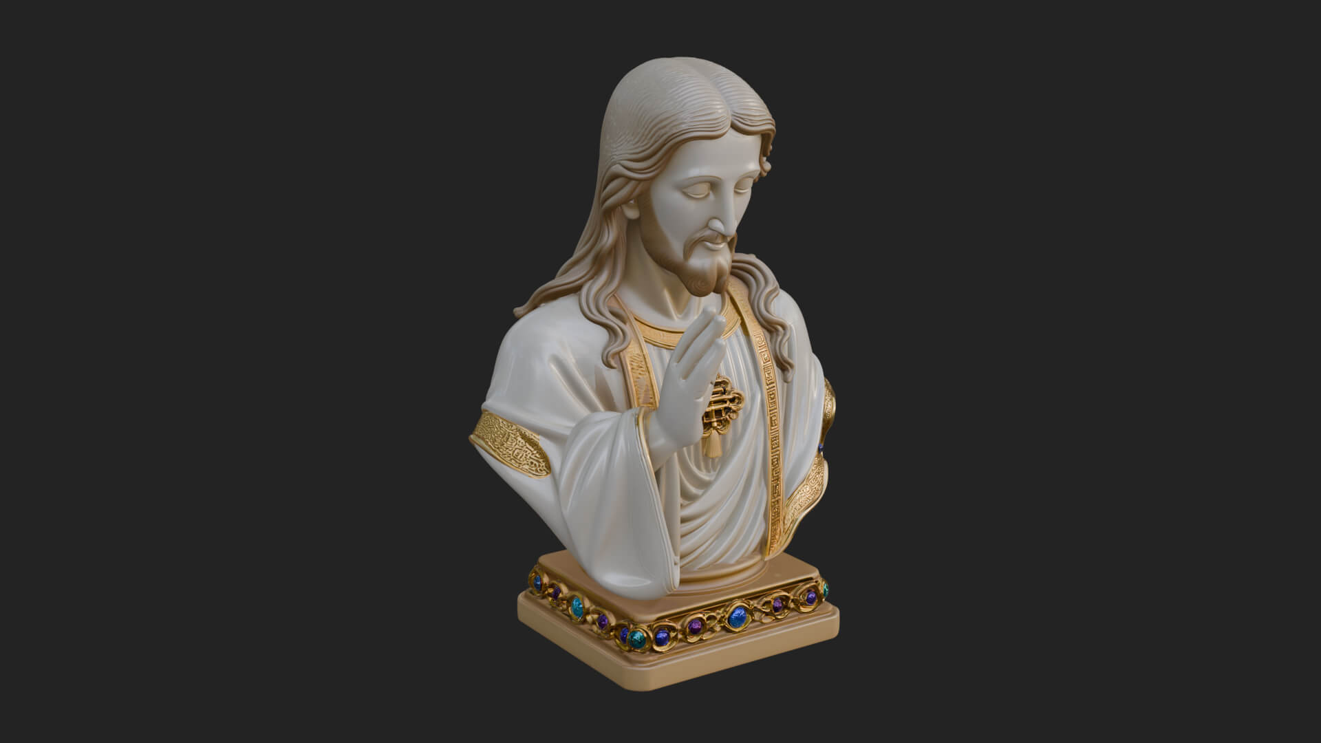Sacred Heart Christ Bust Statue Design 4 3D Print Model 3D Model