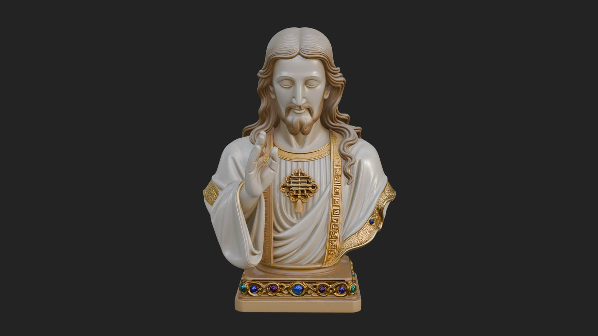 Sacred Heart Christ Bust Statue Design 4 3D Print Model 3D Model