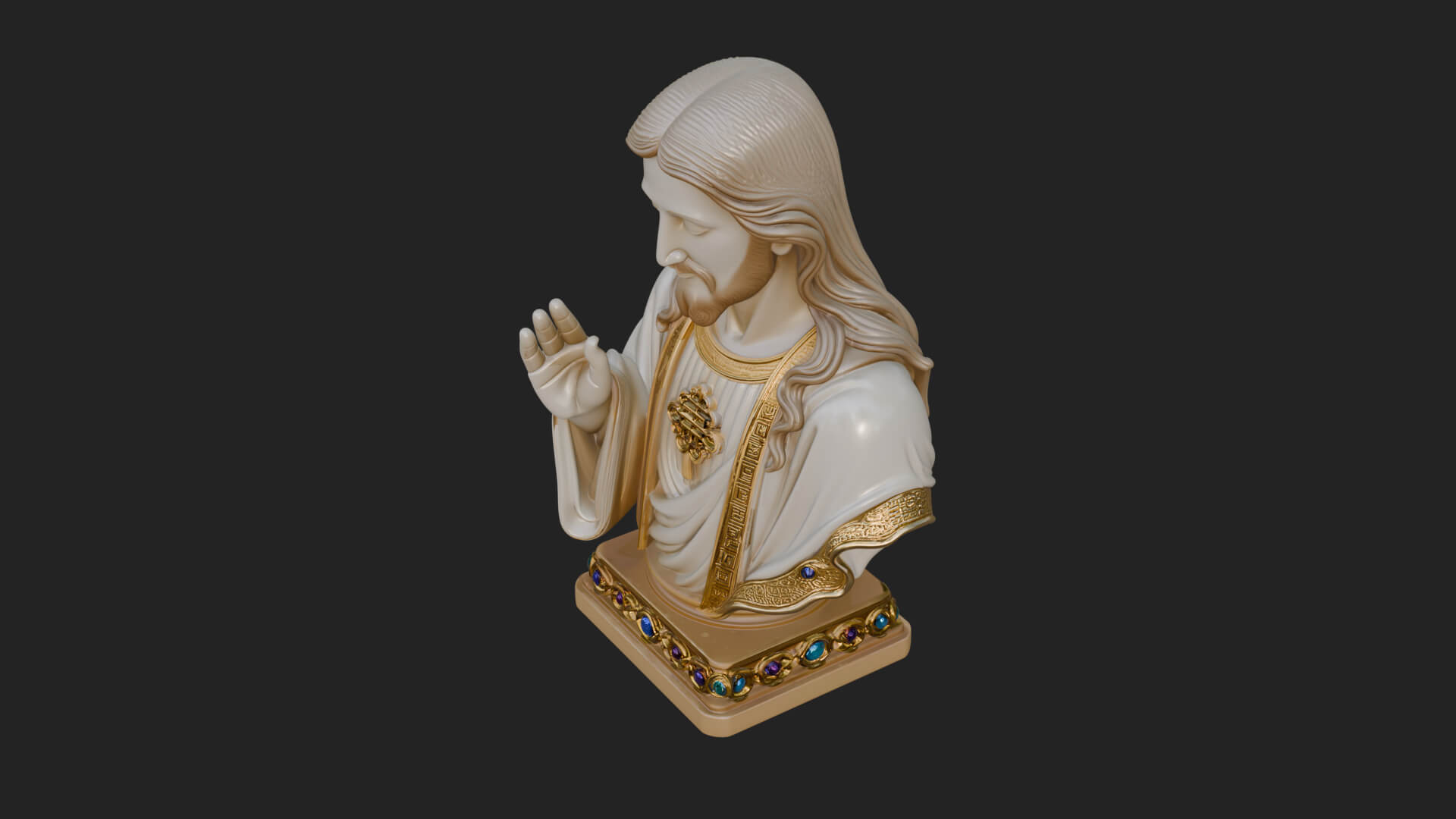 Sacred Heart Christ Bust Statue Design 4 3D Print Model 3D Model