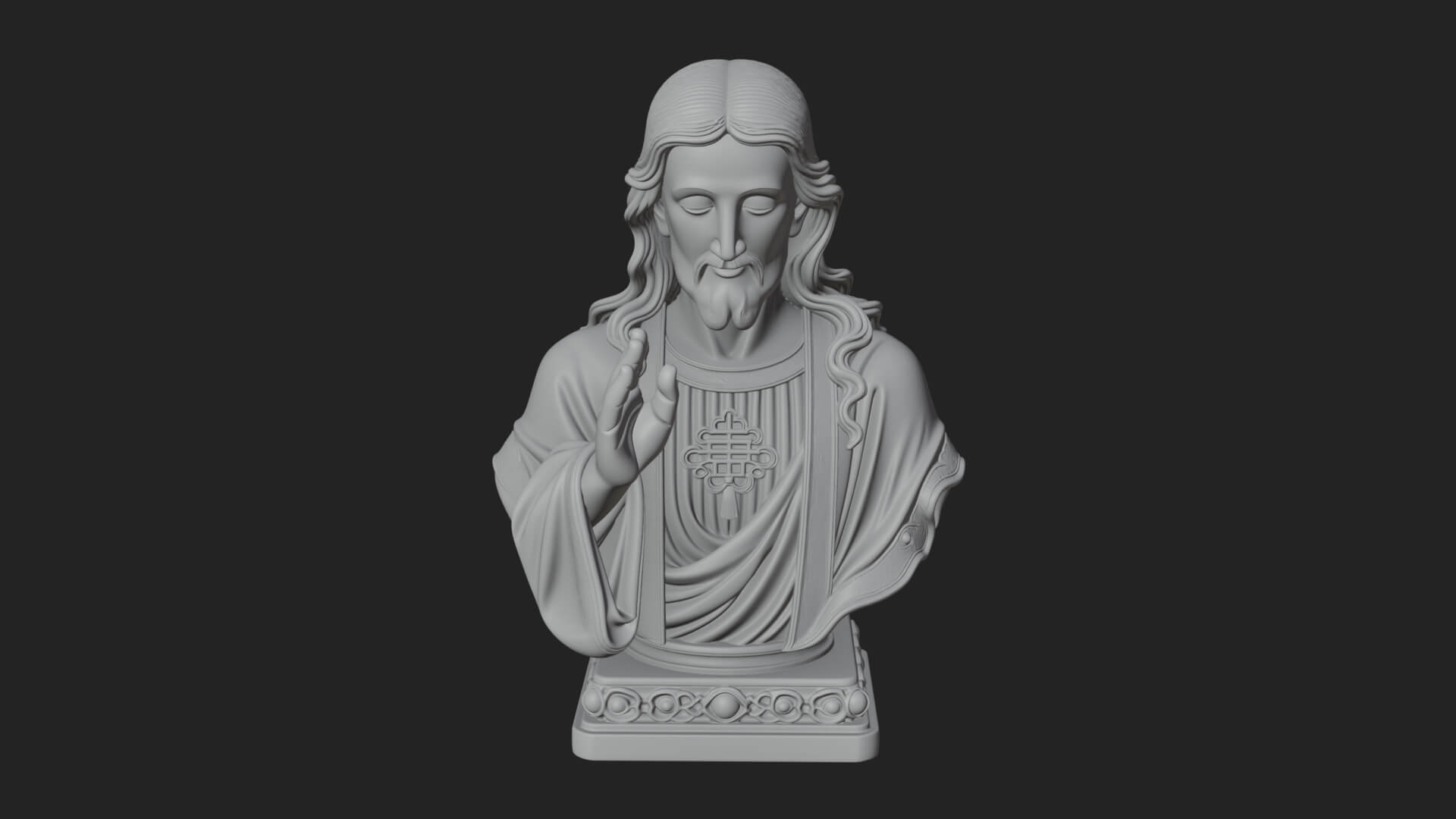 Sacred Heart Christ Bust Statue Design 4 3D Print Model 3D Model