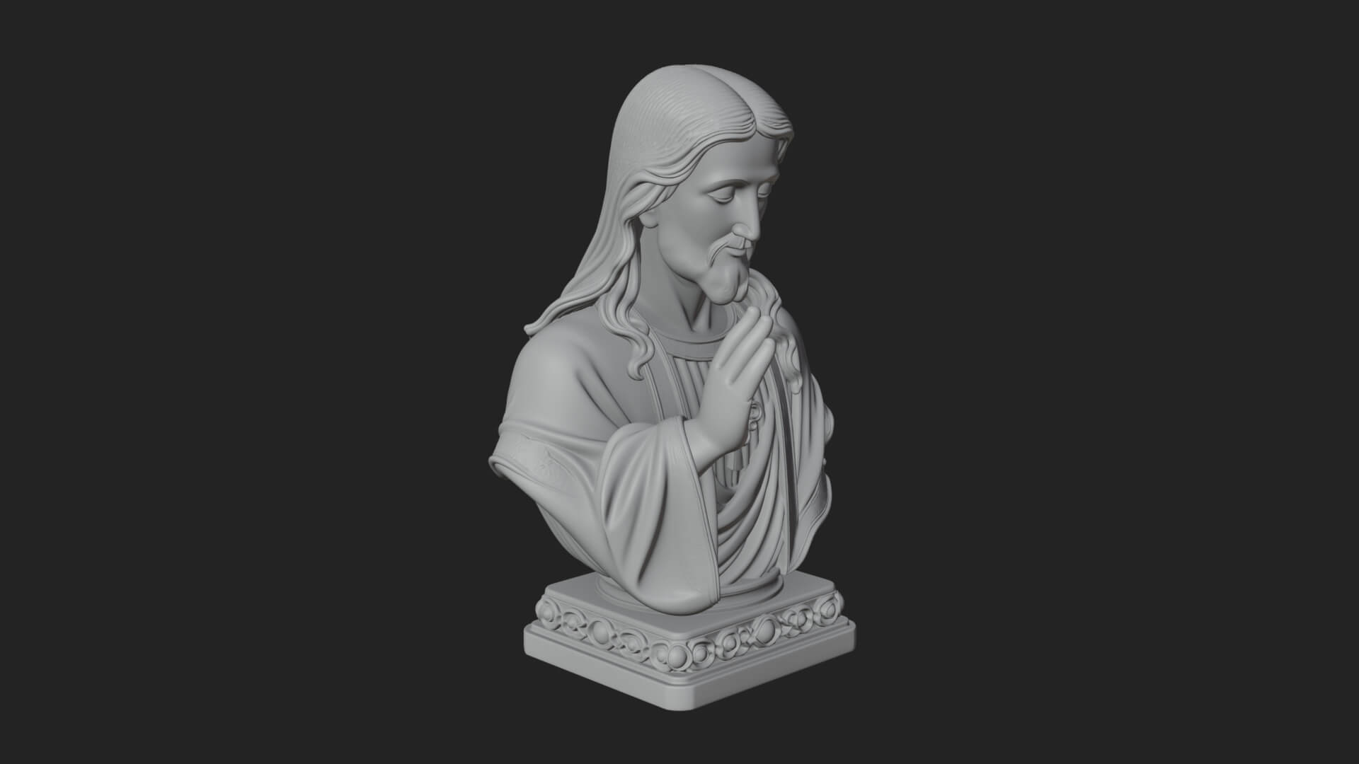 Sacred Heart Christ Bust Statue Design 4 3D Print Model 3D Model