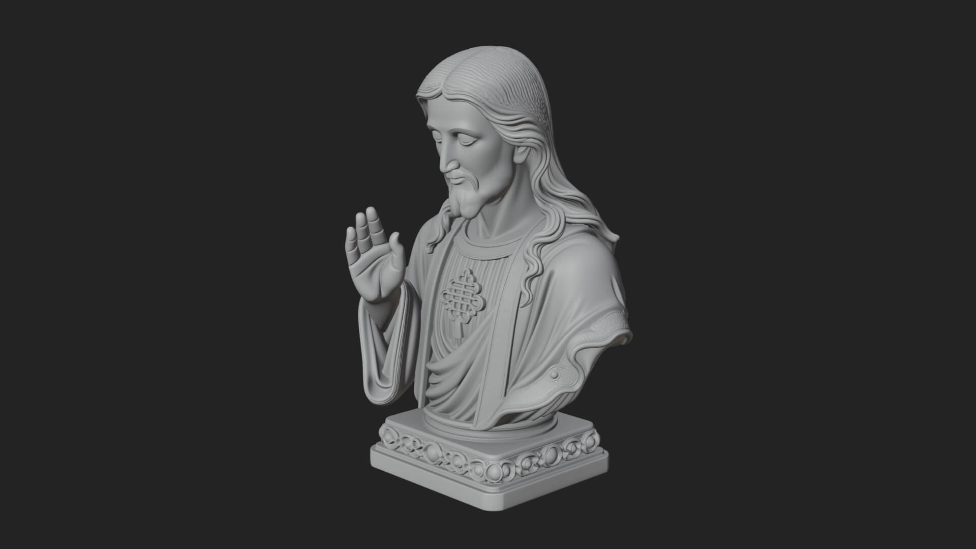 Sacred Heart Christ Bust Statue Design 4 3D Print Model 3D Model