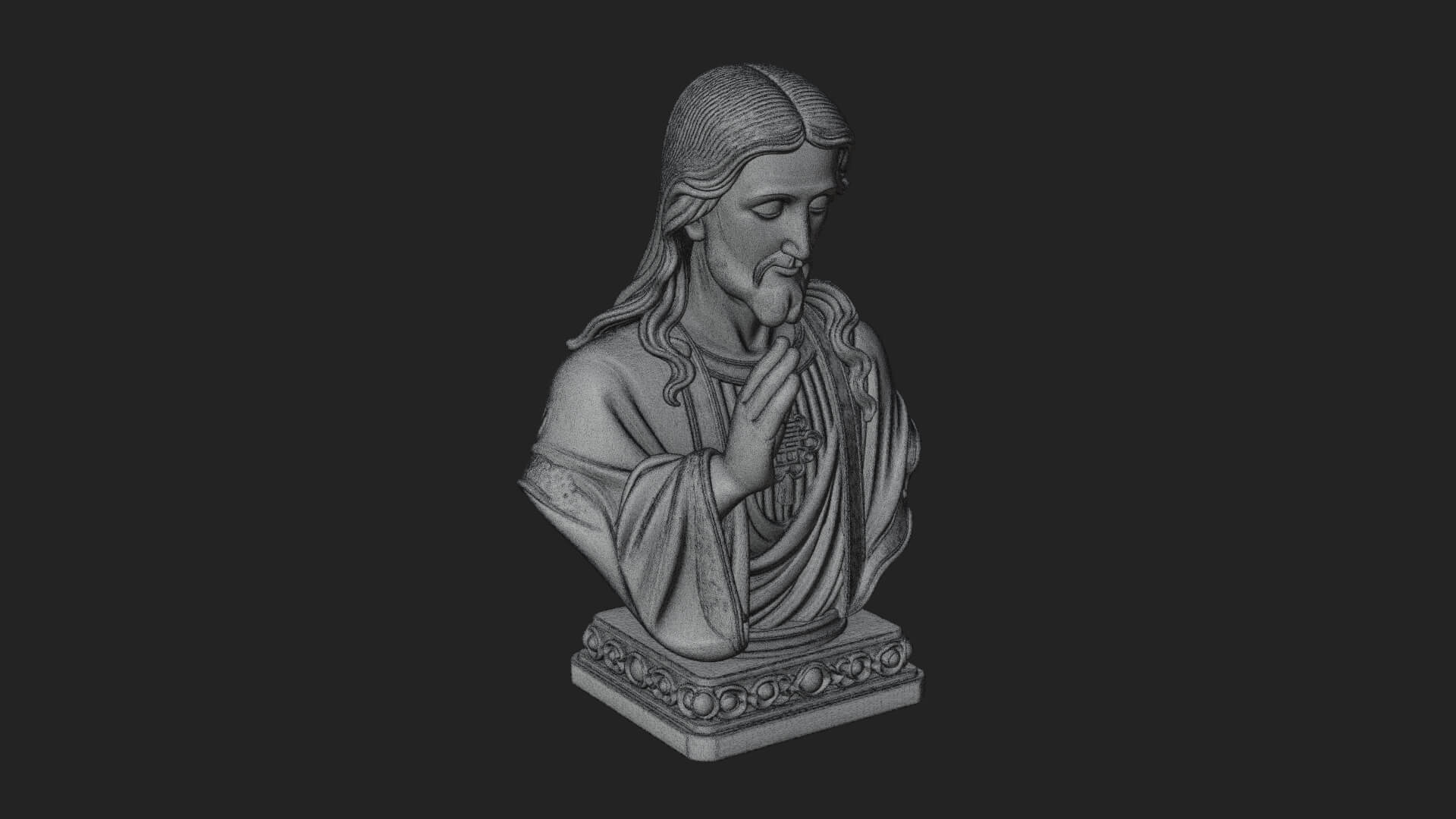 Sacred Heart Christ Bust Statue Design 4 3D Print Model 3D Model